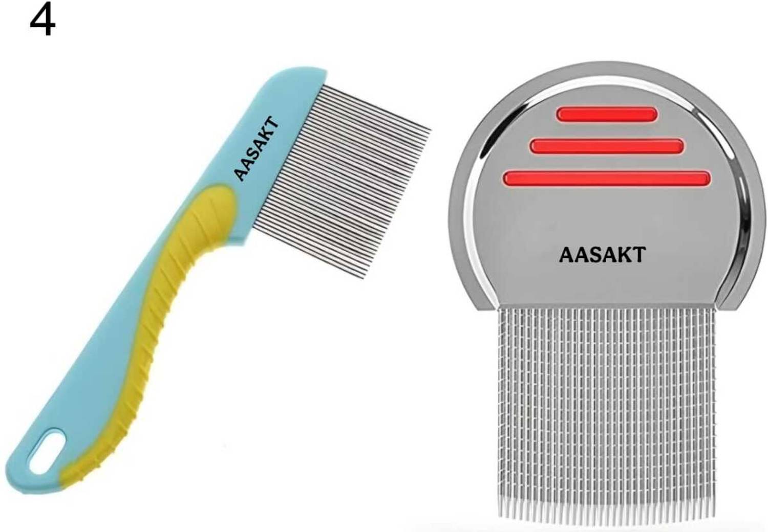 AASAKT Compact Design Stainless Steel Lice Comb with Long Reach Handle