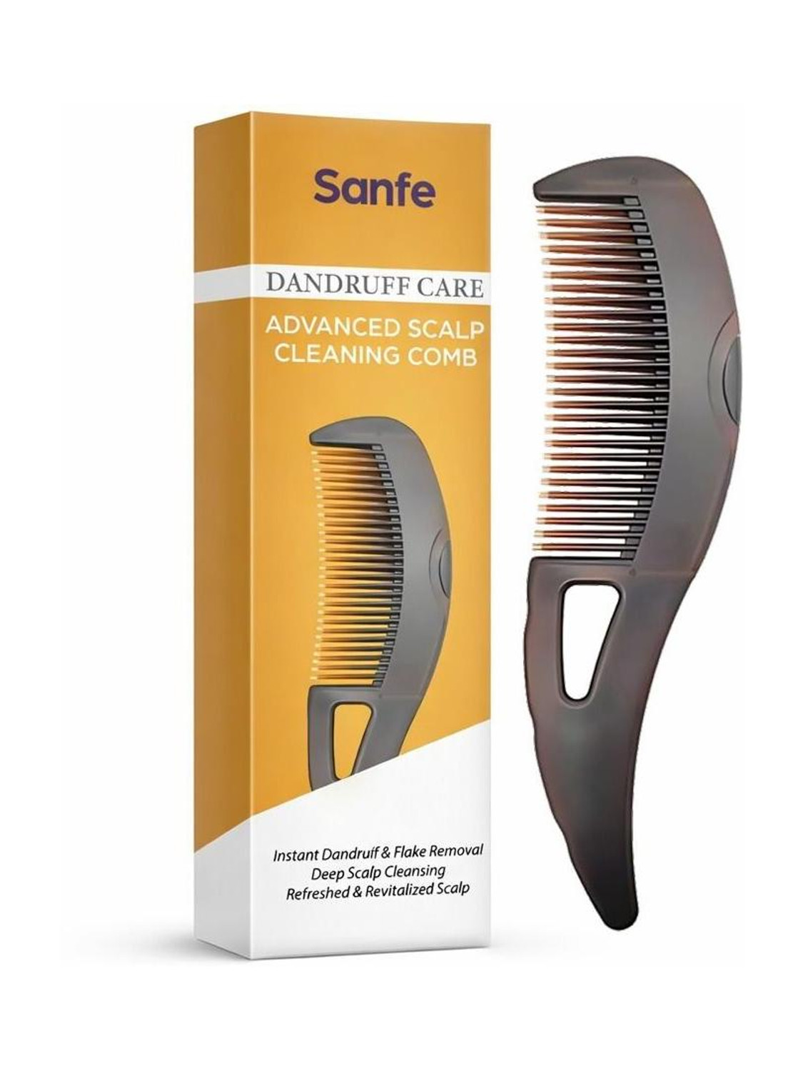 Sanfe Dandruff Care Advanced Scalp Cleaning Comb | Bamboo Comb forWomen & Men