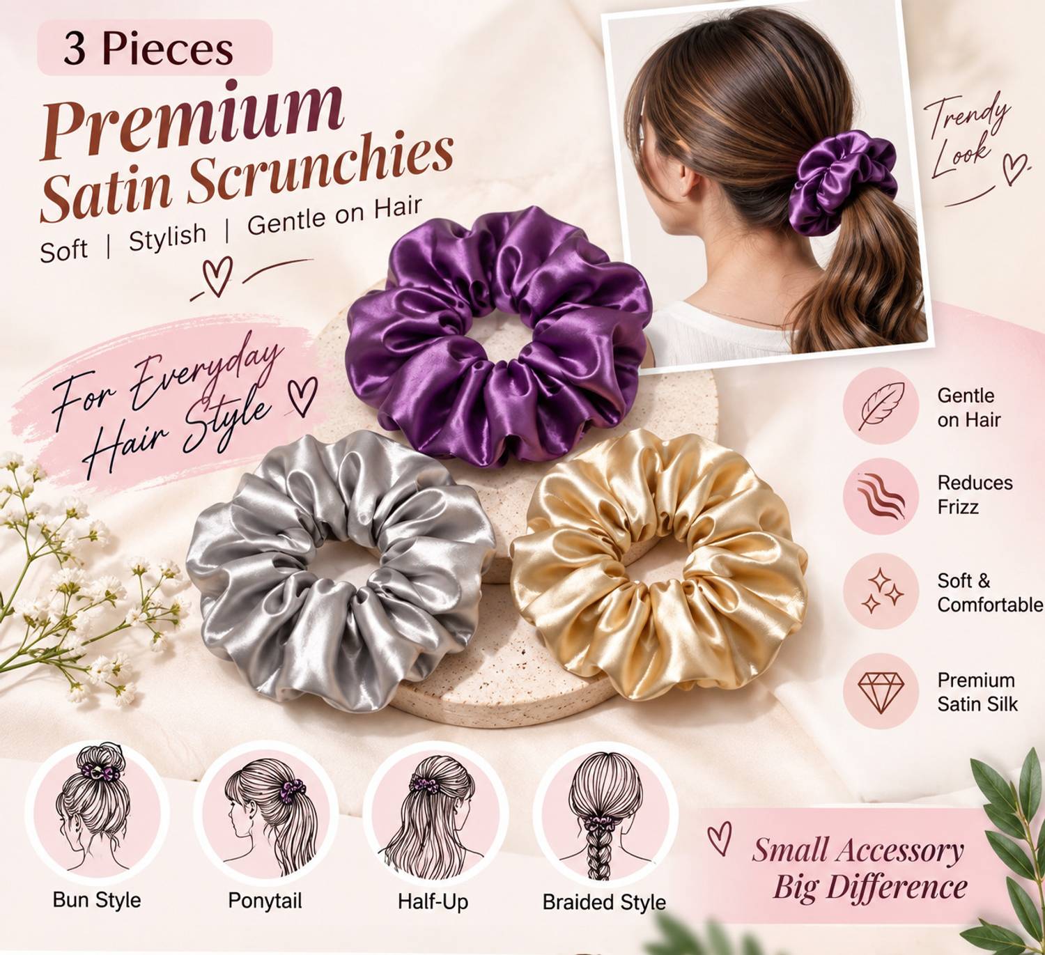 SKINTEGRA Scalp Oil Applicator Comb with 3 Scrunchies - Image 2