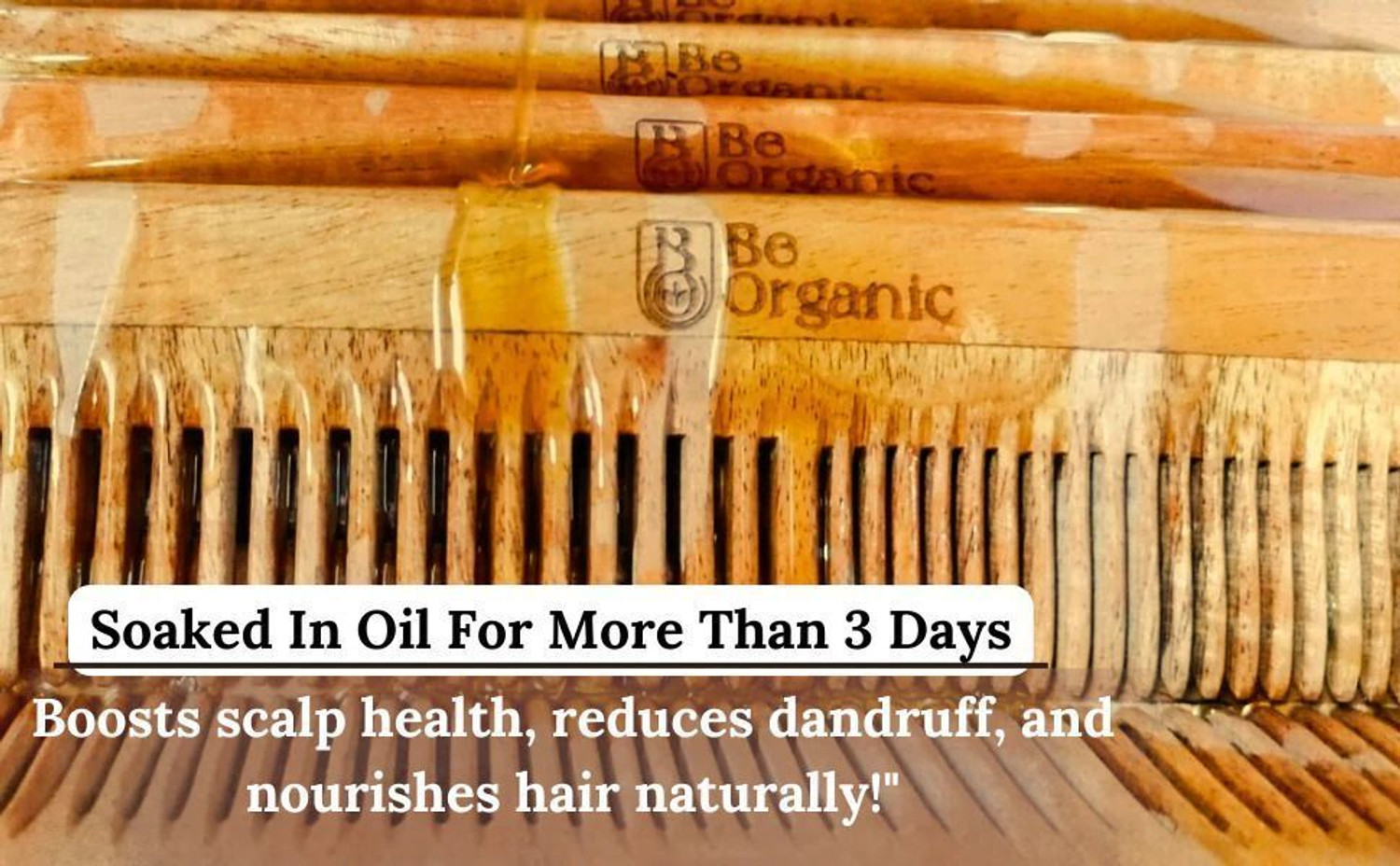 Image of Be Organic Dual Lily Oil Treated Pure Kacchi Neem Wood Comb
