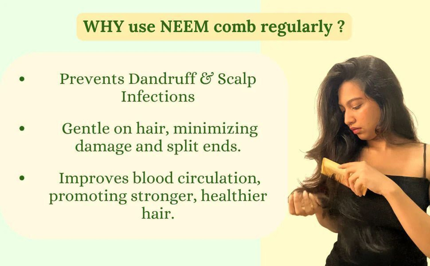 Image of Be Organic Dual Lily Oil Treated Pure Kacchi Neem Wood Comb