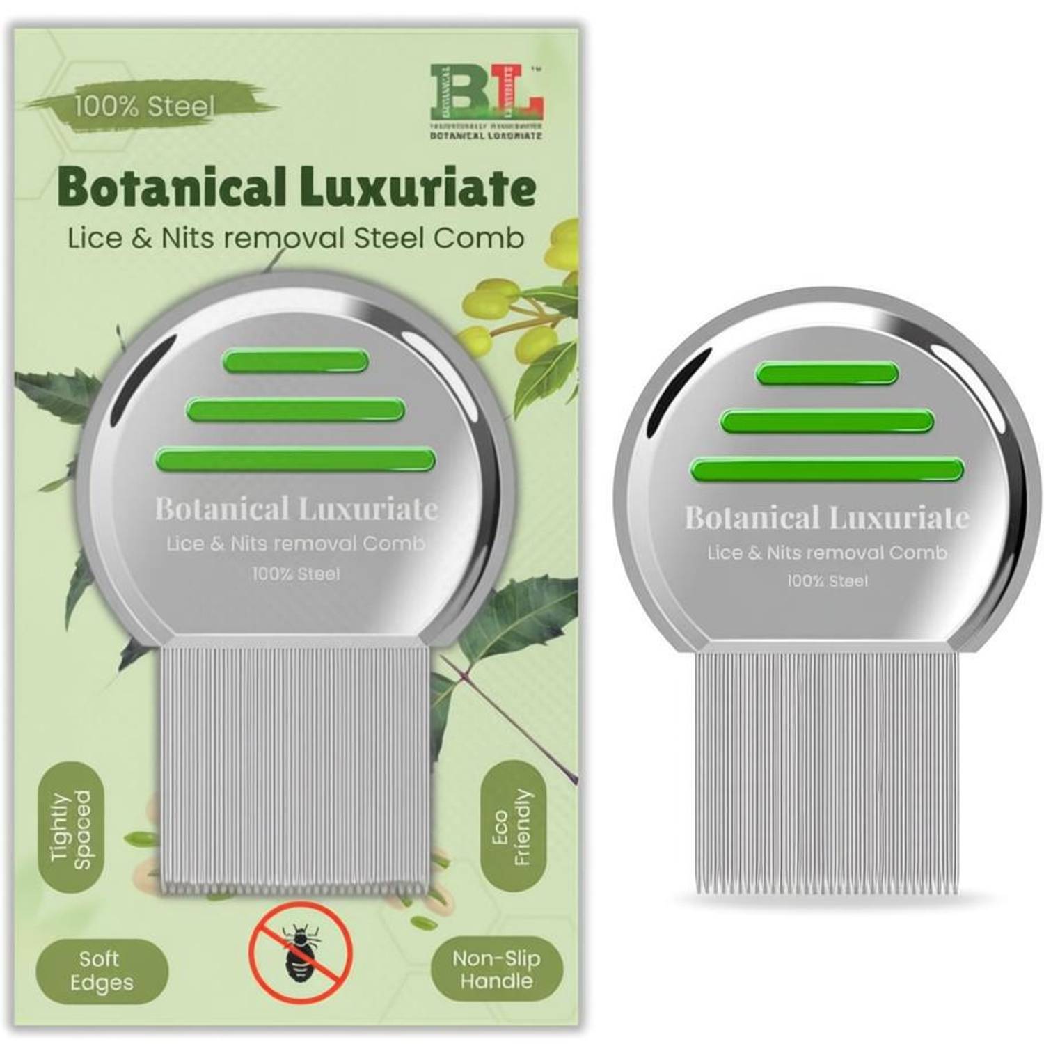 Botanical Luxuriate Lice and Nit's Removal Comb,Spiral Micro-Grooved Teeth for Kids|women|men