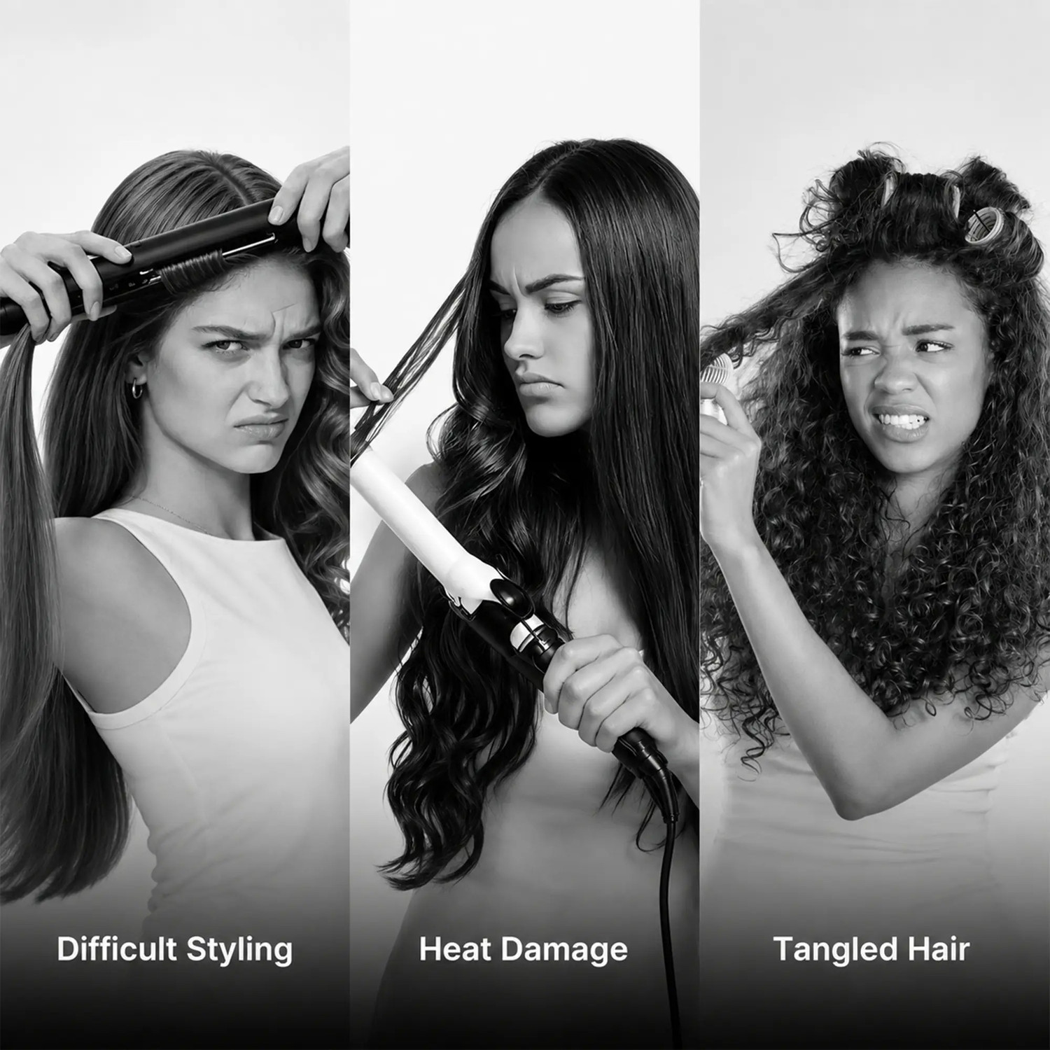 Image of WOMENHOOD Professional Ceramic Hair Waver, 4 Temperature 160-240C, Frizz-Free Waves Hair Curler