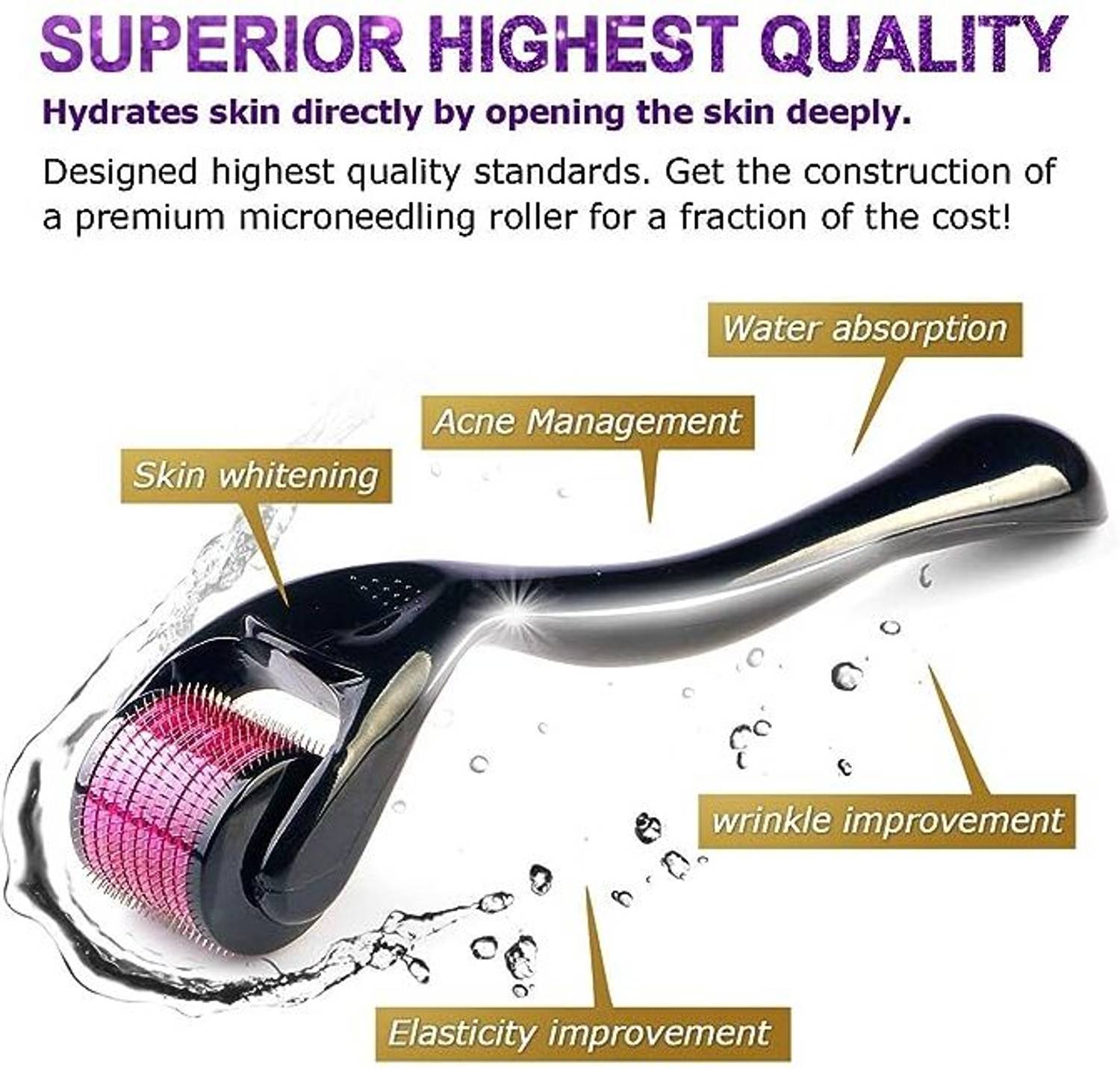 HSNAYIR Derma Roller 0.5mm for Beard Growth and Skin Care Roller for Men Hair Curler - Image 2