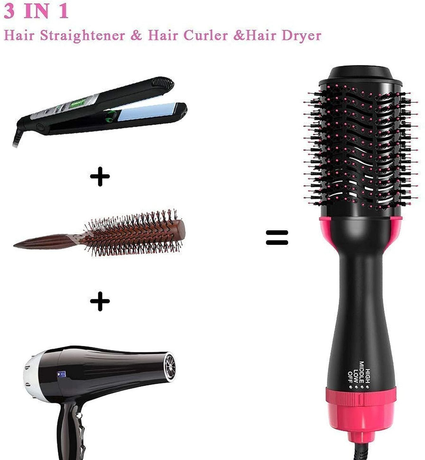 Image of RANGOKI One Step Hair Dryer Hot Air Brush Blow Dryer Hair Dryer (1000 W, Black) Hair Dryer
