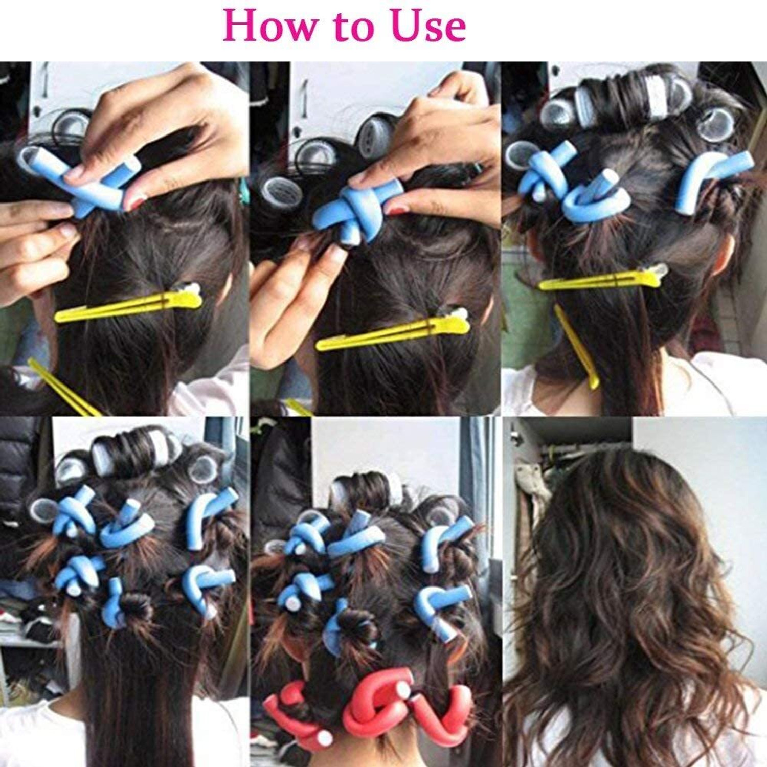 Image of Shopfleet Pack Of 10 Hair Foam Roller Set Flexible Rods Easy To Use Hair Care & Styling Hair Curler