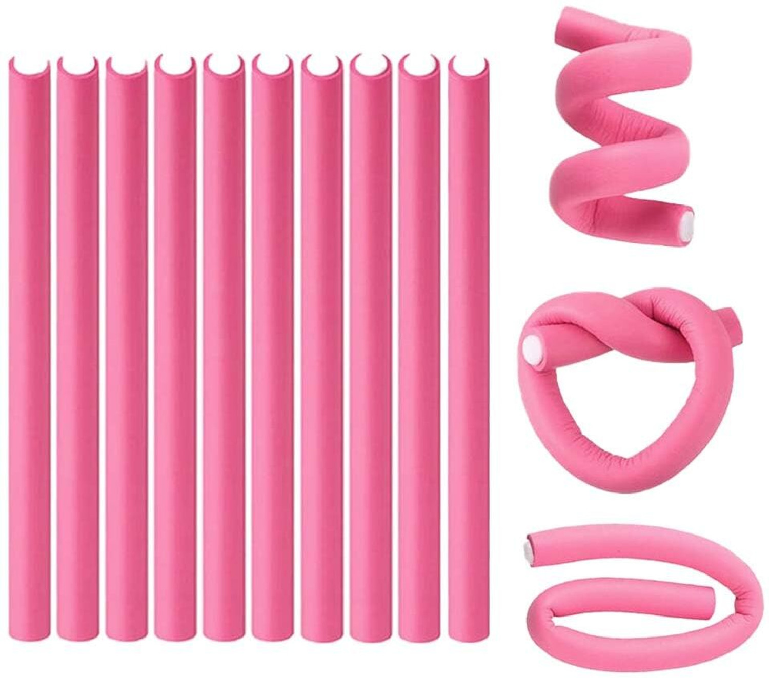Image of Shopfleet Pack Of 10 Hair Foam Roller Set Flexible Rods Easy To Use Hair Care & Styling Hair Curler