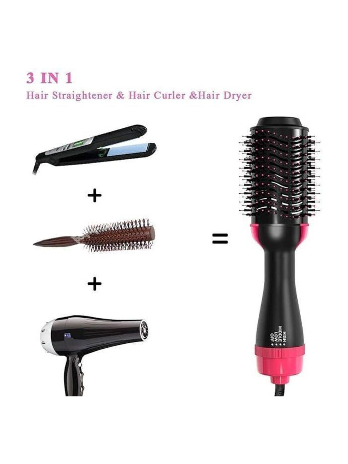 Image of ND BROTHERS One Step Hair Dryer, 4 in 1 Hot Air Brush for Drying, Straightening ND79 Hair Curler (Multicolor)