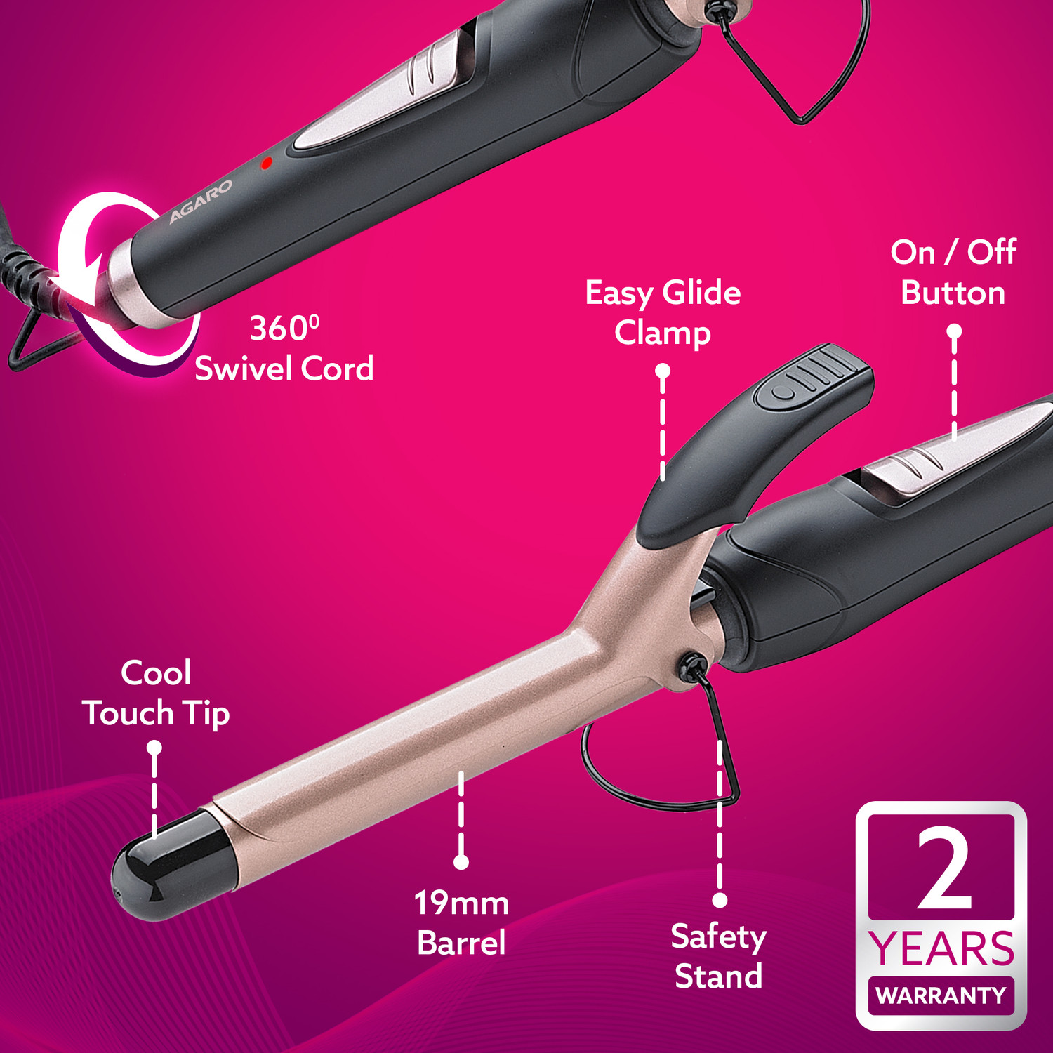 Image of AGARO Hair Curler with 19mm Barrel Hair Curler