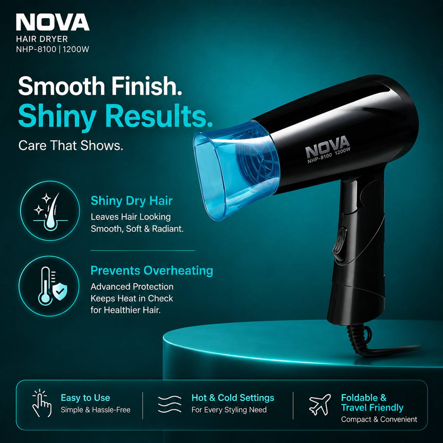 NOVA NHP 8100/05 Black Hair Dryer - Image 4