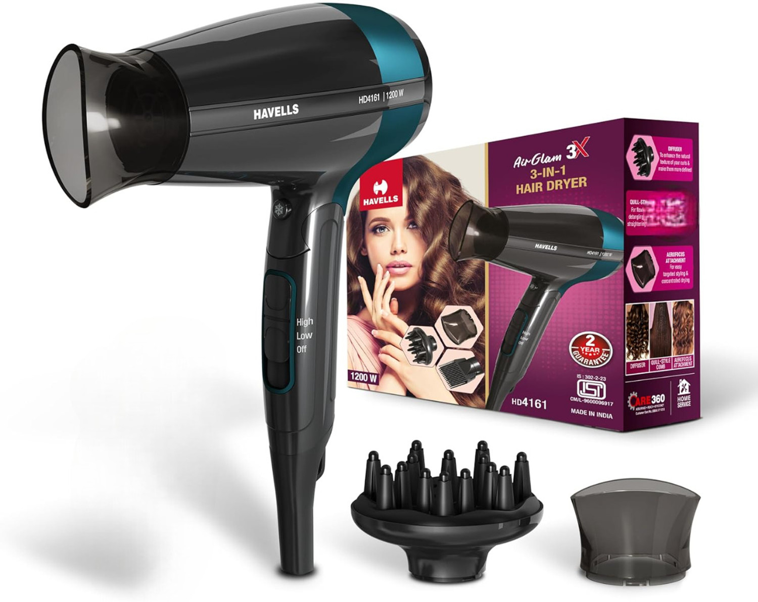 Image of HAVELLS HD4161 without comb Styling Hair Dryer | Hypersonic Motor | Hair Dryer