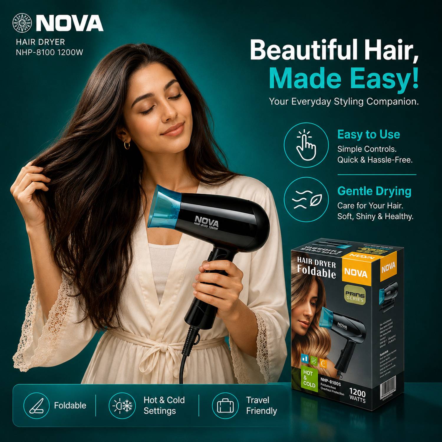 NOVA NHP 8100/05 Black Hair Dryer - Image 3