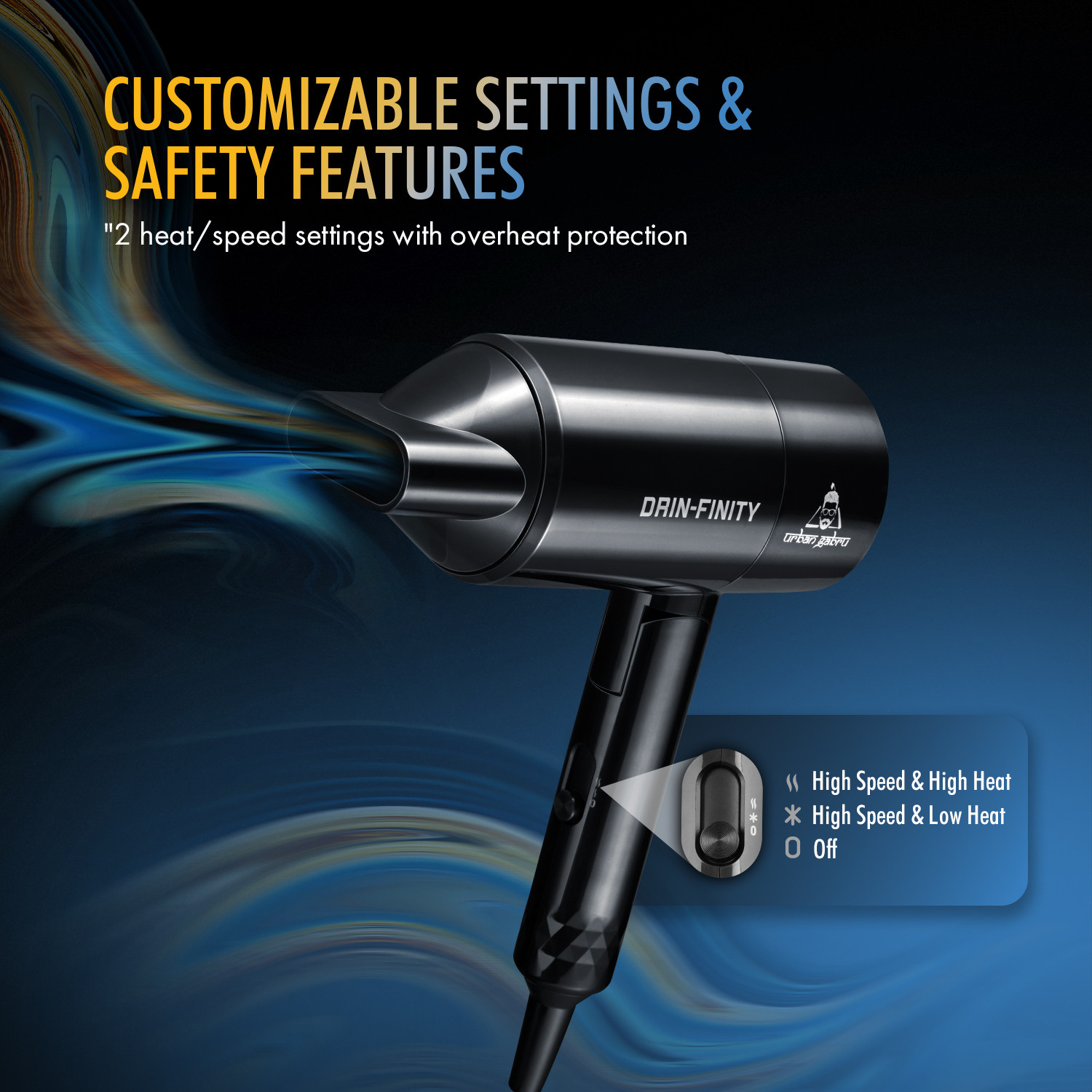 Image of urbangabru Drinfinity 7000 Hair Dryer: Powerful, Fast-Drying, Lightweight Hair Dryer