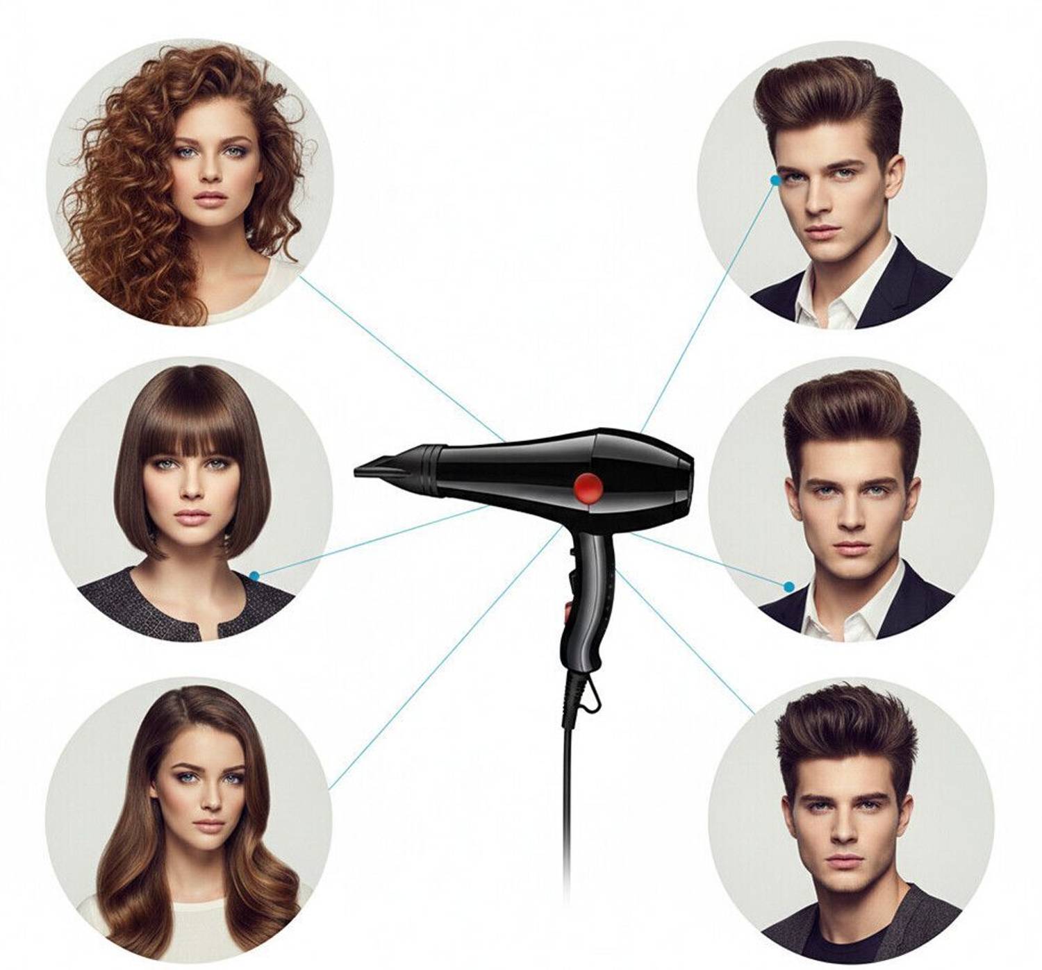 Omnnix Adjustable Heat Hair Dryer for Perfect Hair Every Day Hair