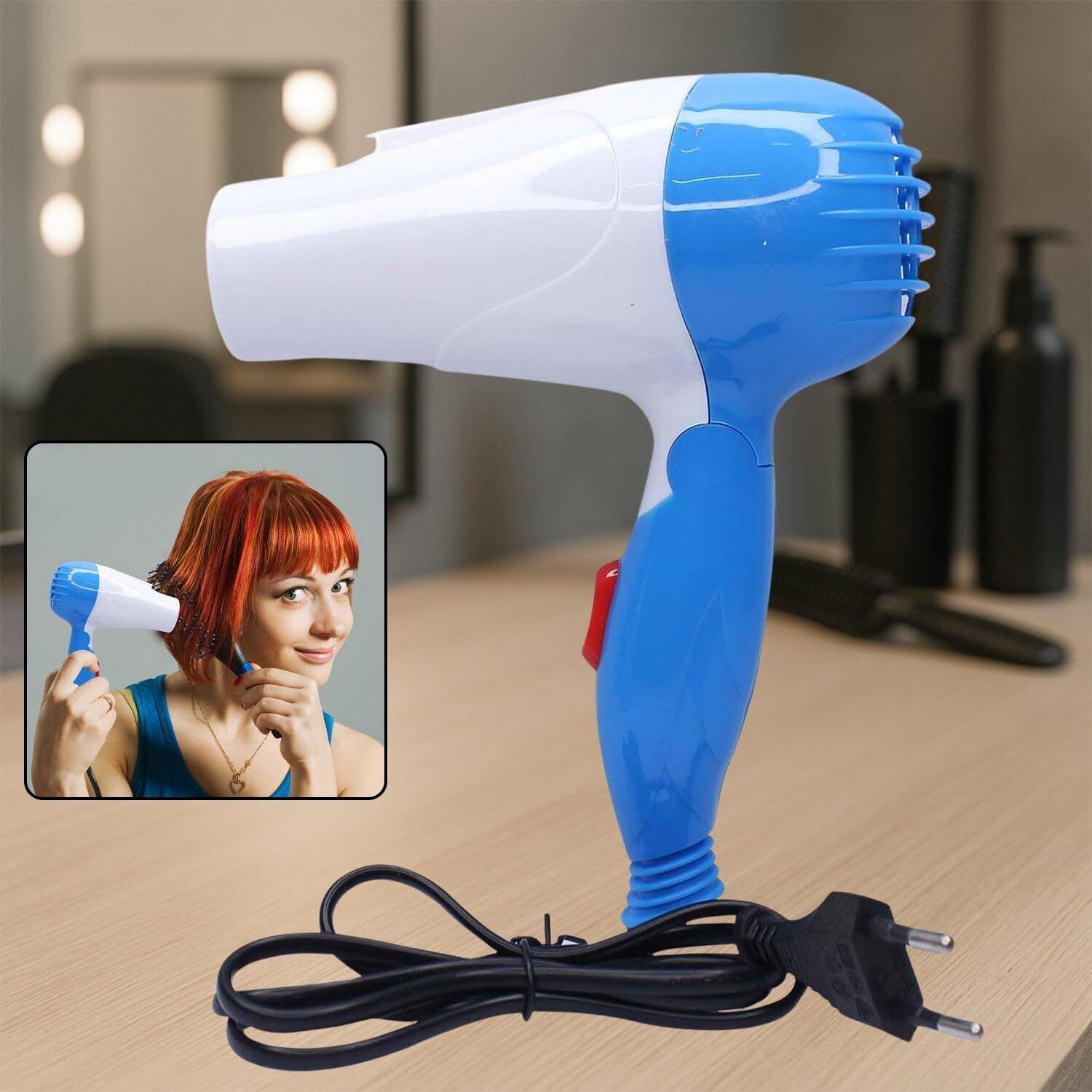 Image of FROSTED COSMETIC Foldable Hair dryer For woman and mens use 1000 watt Hair Dryer