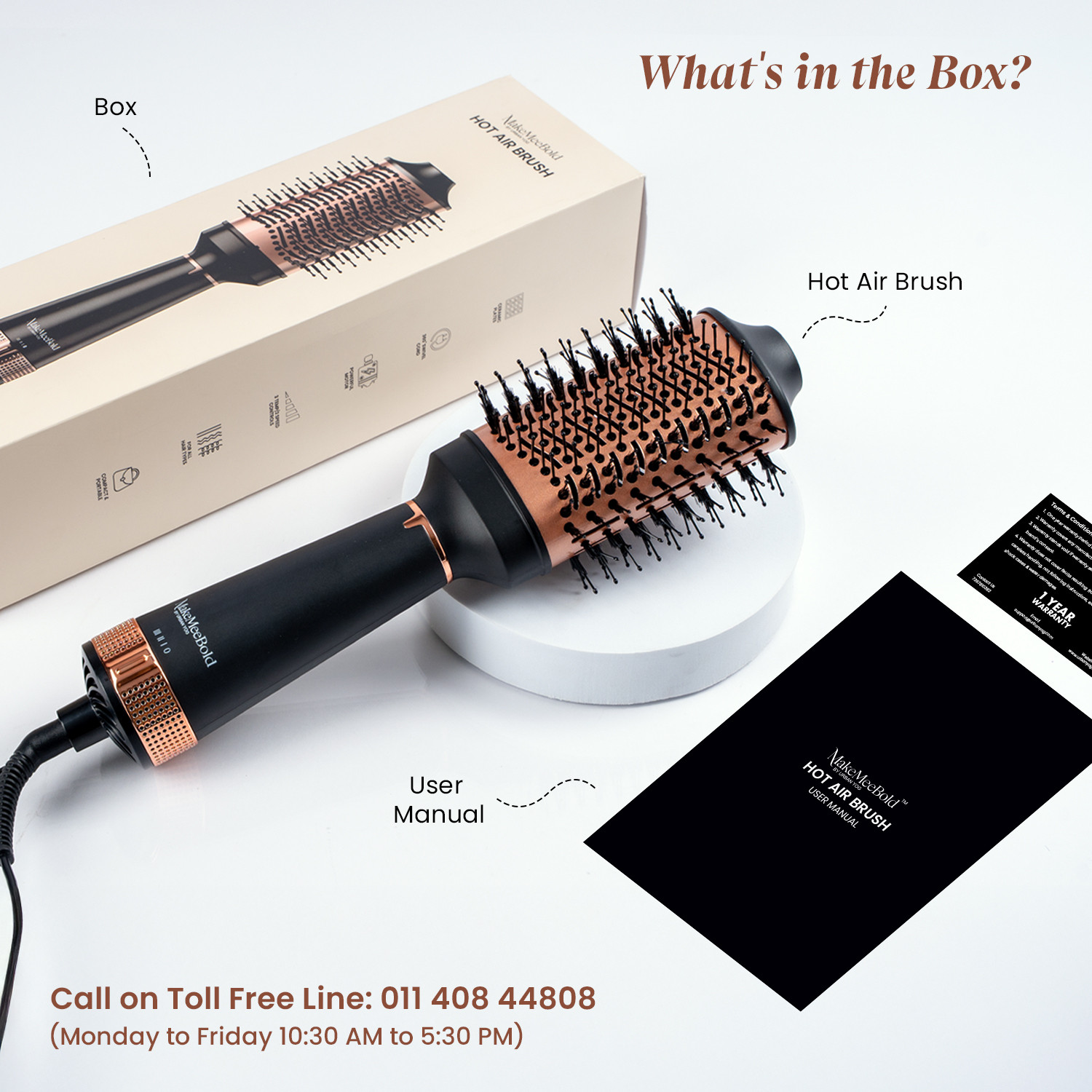 Image of MakeMeeBold Combo of 2-in-1 Hot Air Brush & Heat Protectant Spray