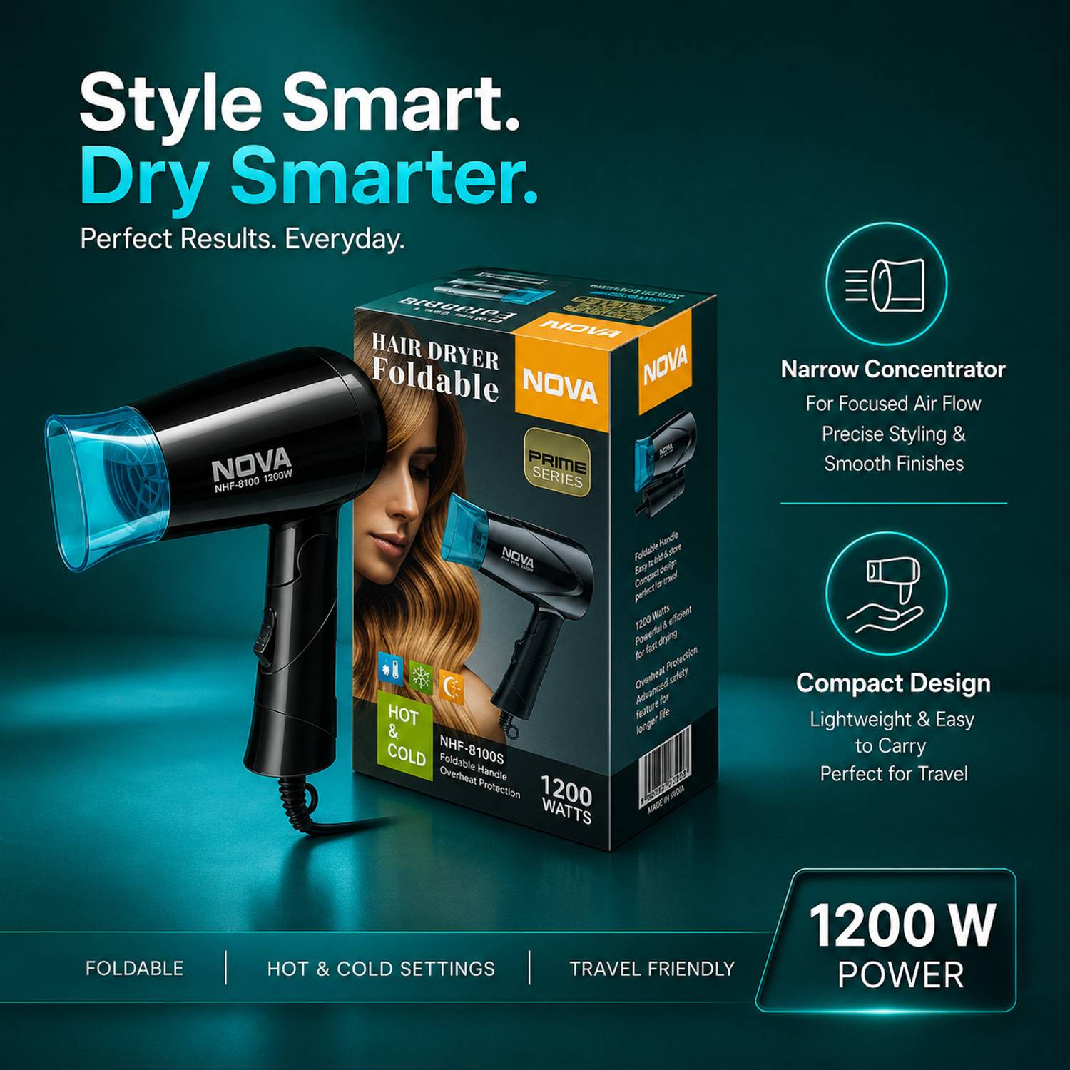 NOVA NHP 8100/05 Black Hair Dryer - Image 2
