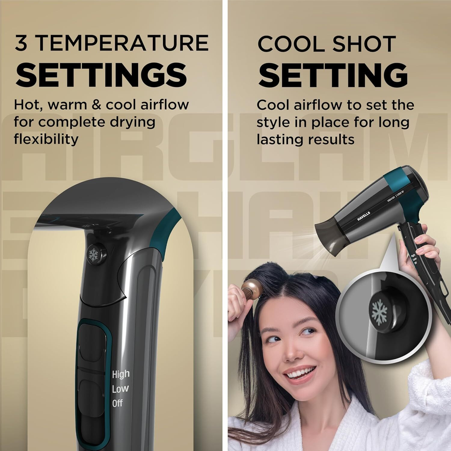 Image of HAVELLS HD4161 without comb Styling Hair Dryer | Hypersonic Motor | Hair Dryer