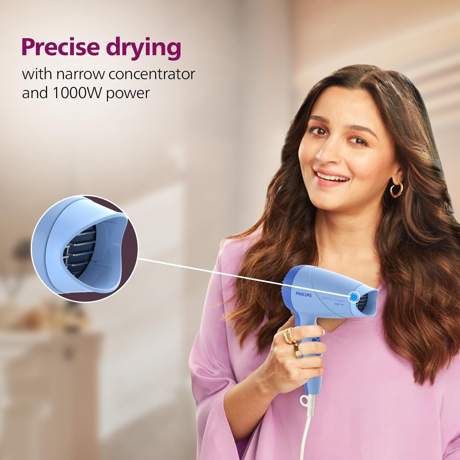 Image of PHILIPS 1000 Watts Hair Dryer with Thermo Protect Technology Hair Dryer