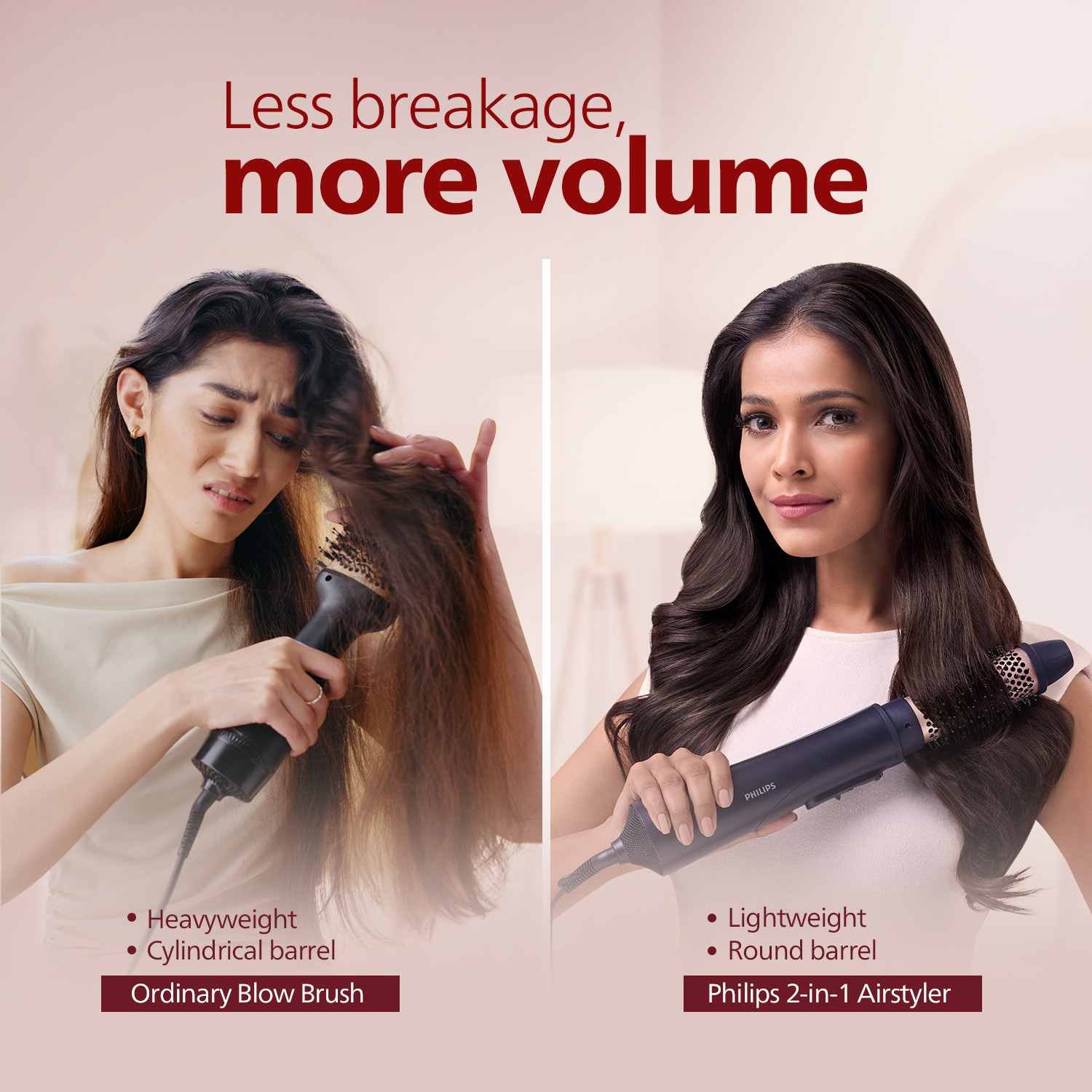 Image of PHILIPS BHA531 /10 | 2-in-1 Airstyler, 3X Volume, 50% Less Hair Breakage Hair Dryer