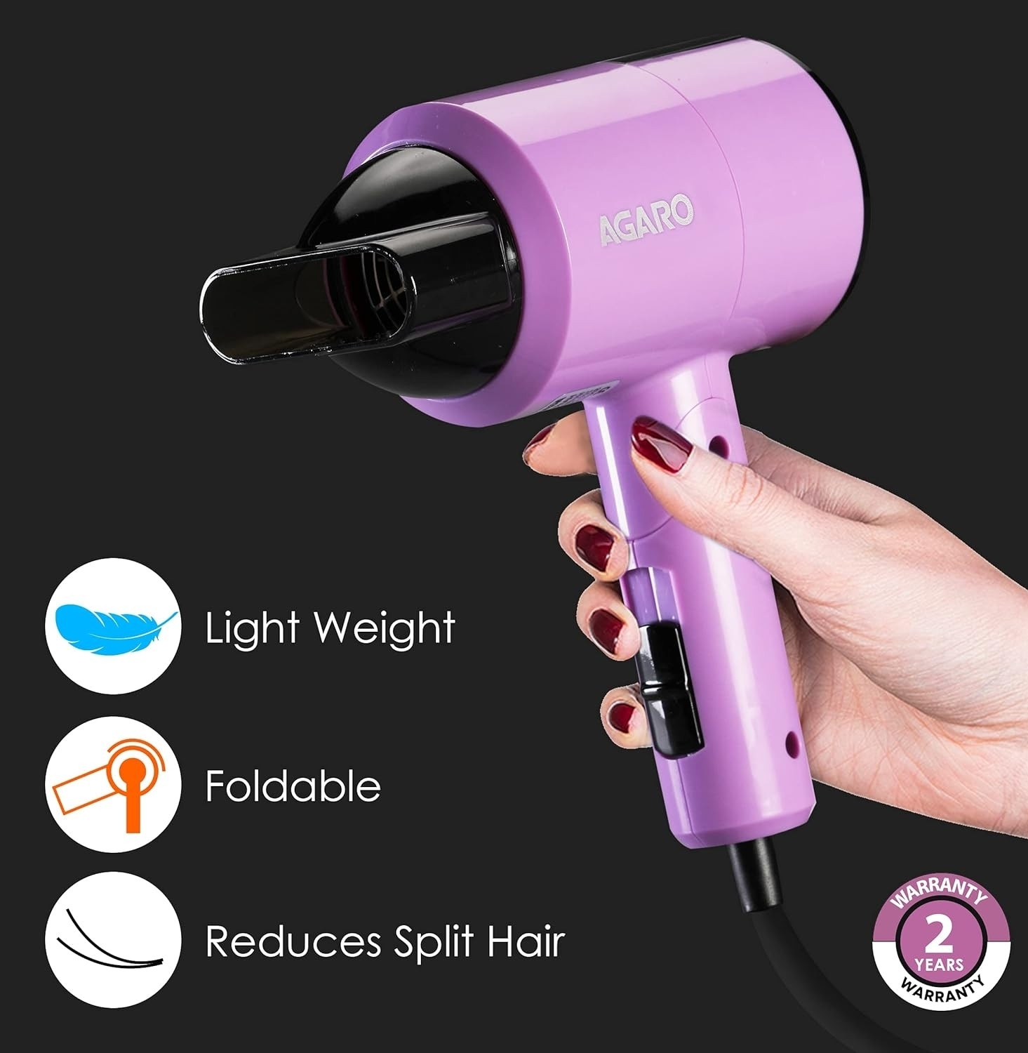 Image of AGARO HD 1211 PINK Hair Dryer