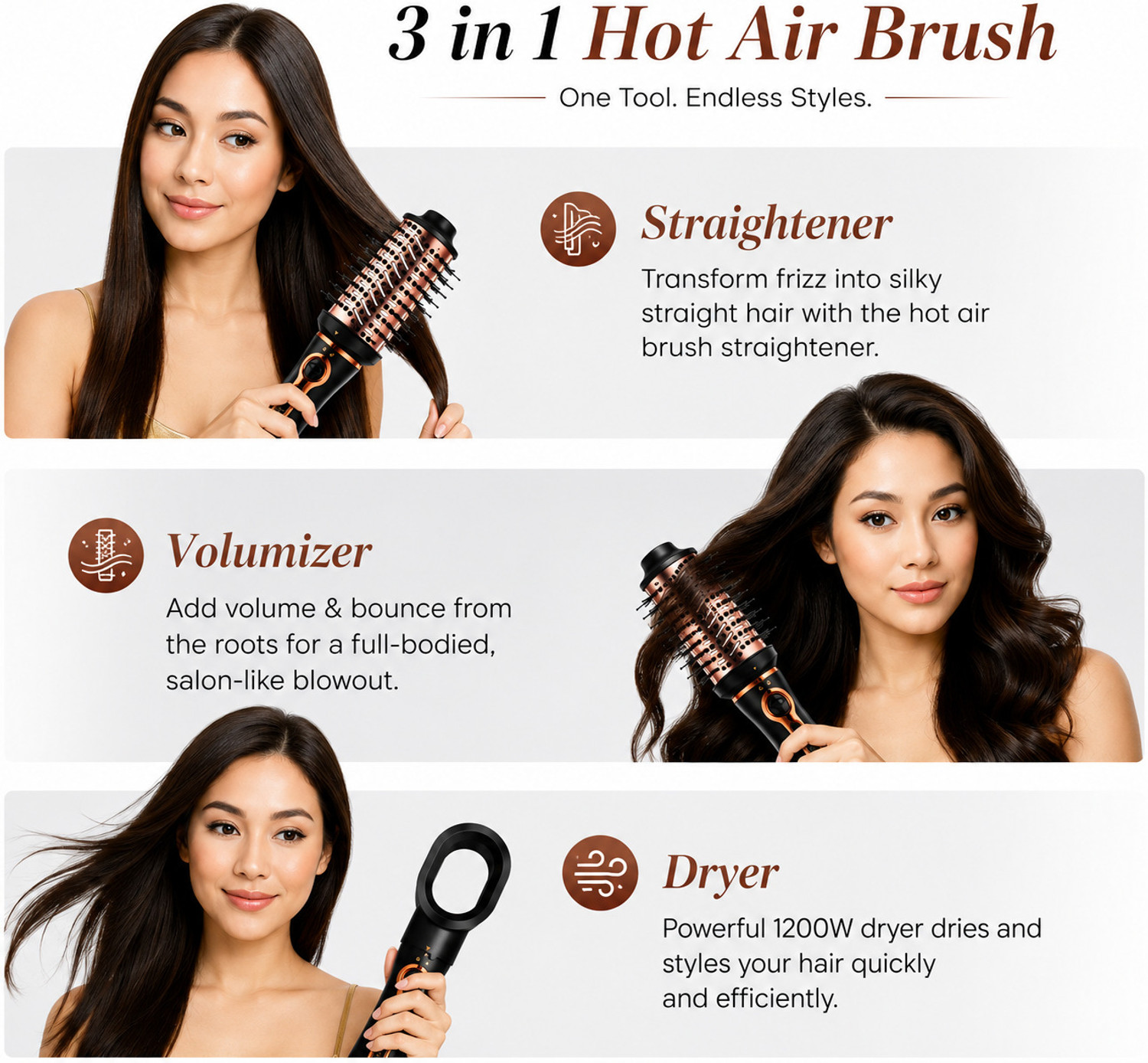 Image of URBANYOG 3 in 1 Hot Air Brush
