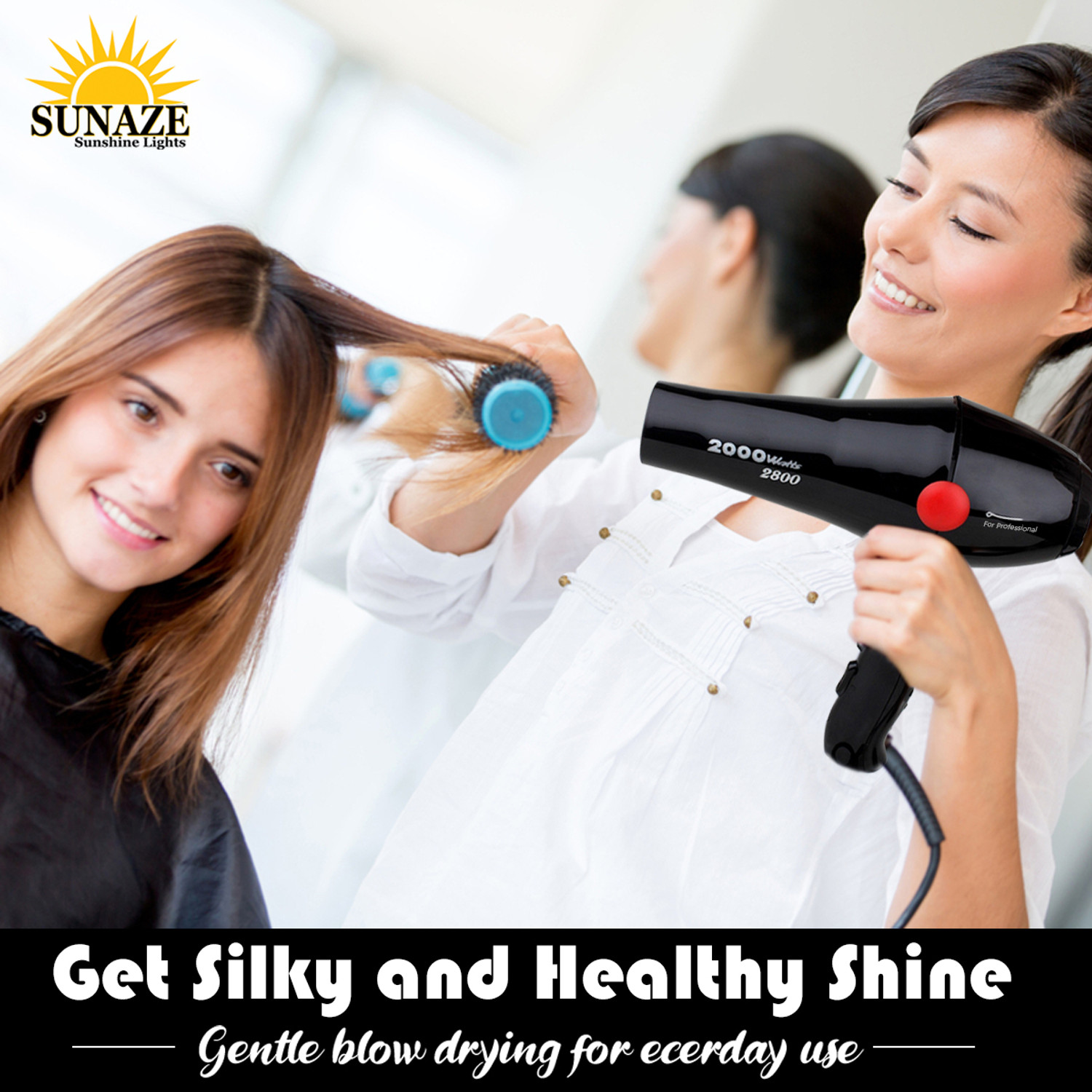 Image of Sunaze Professional Stylish 2000 Watt Uniqe Hair Dryer Hot And Cold Hair Dryer WIth Comb Reduser Hair Dryer