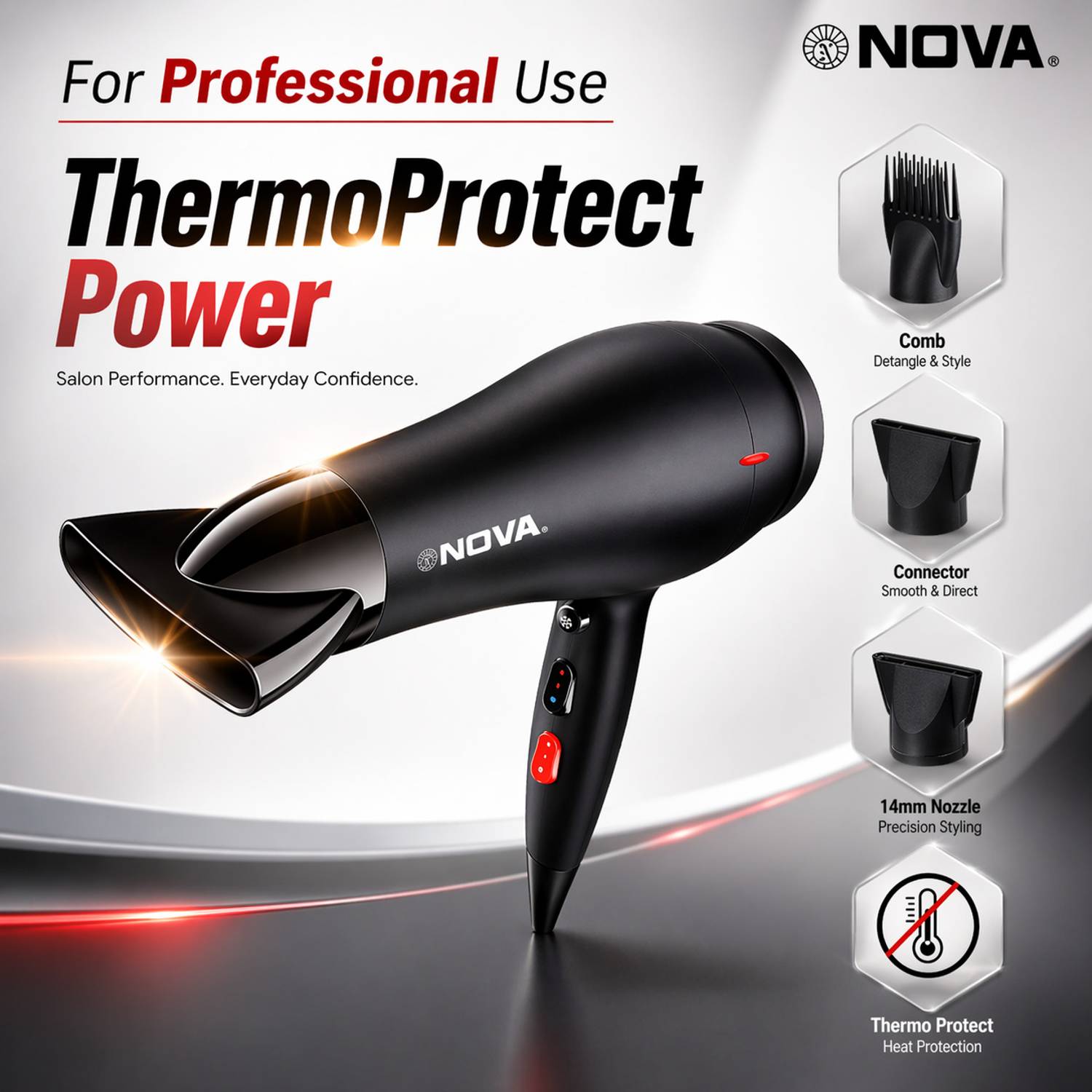 NOVA NHP 8215 Black Hair Dryer - Image 3