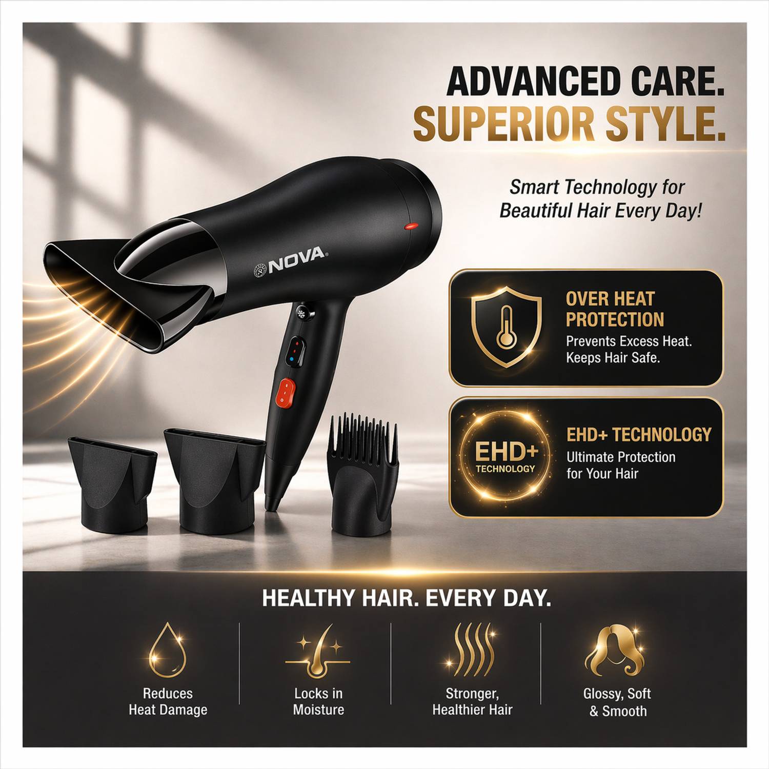 NOVA NHP 8215 Black Hair Dryer - Image 2