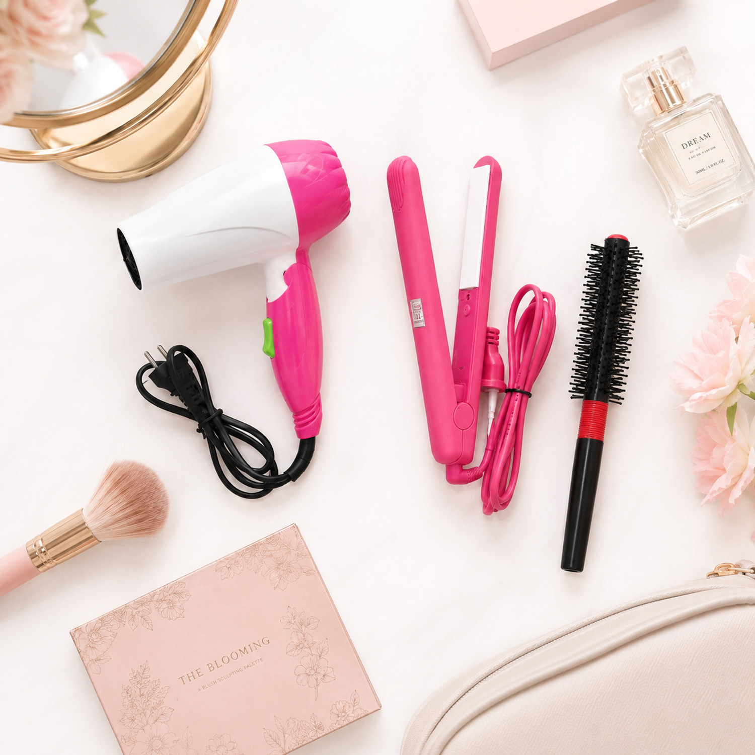 Image of Mastadi Compact Hair Dryer and Straightener | Straightener | round comb Hair Dryer