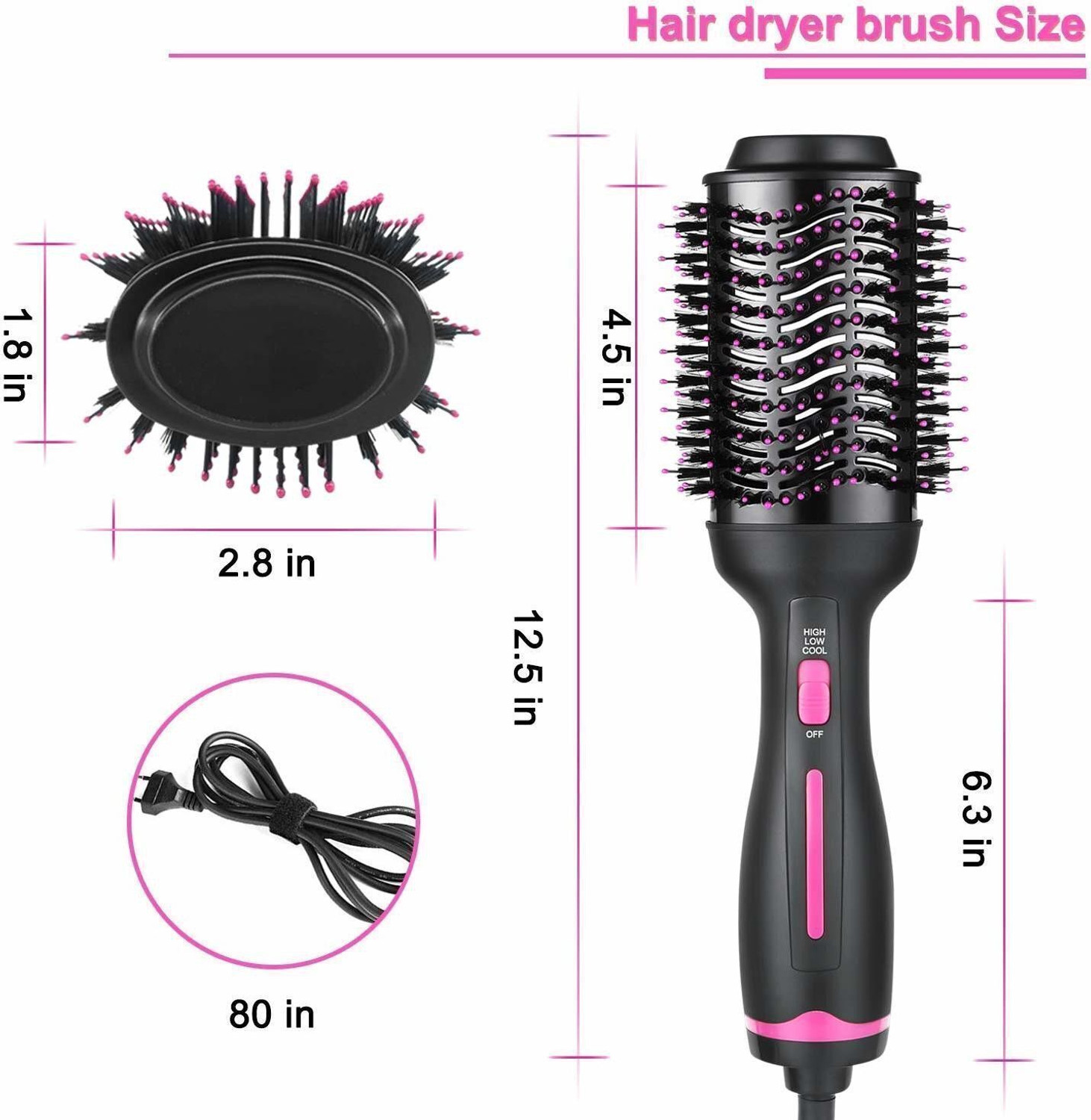 Image of Pixel Hot Air Brush 4 IN 1 Hair Dryer Brush Hair Dryer