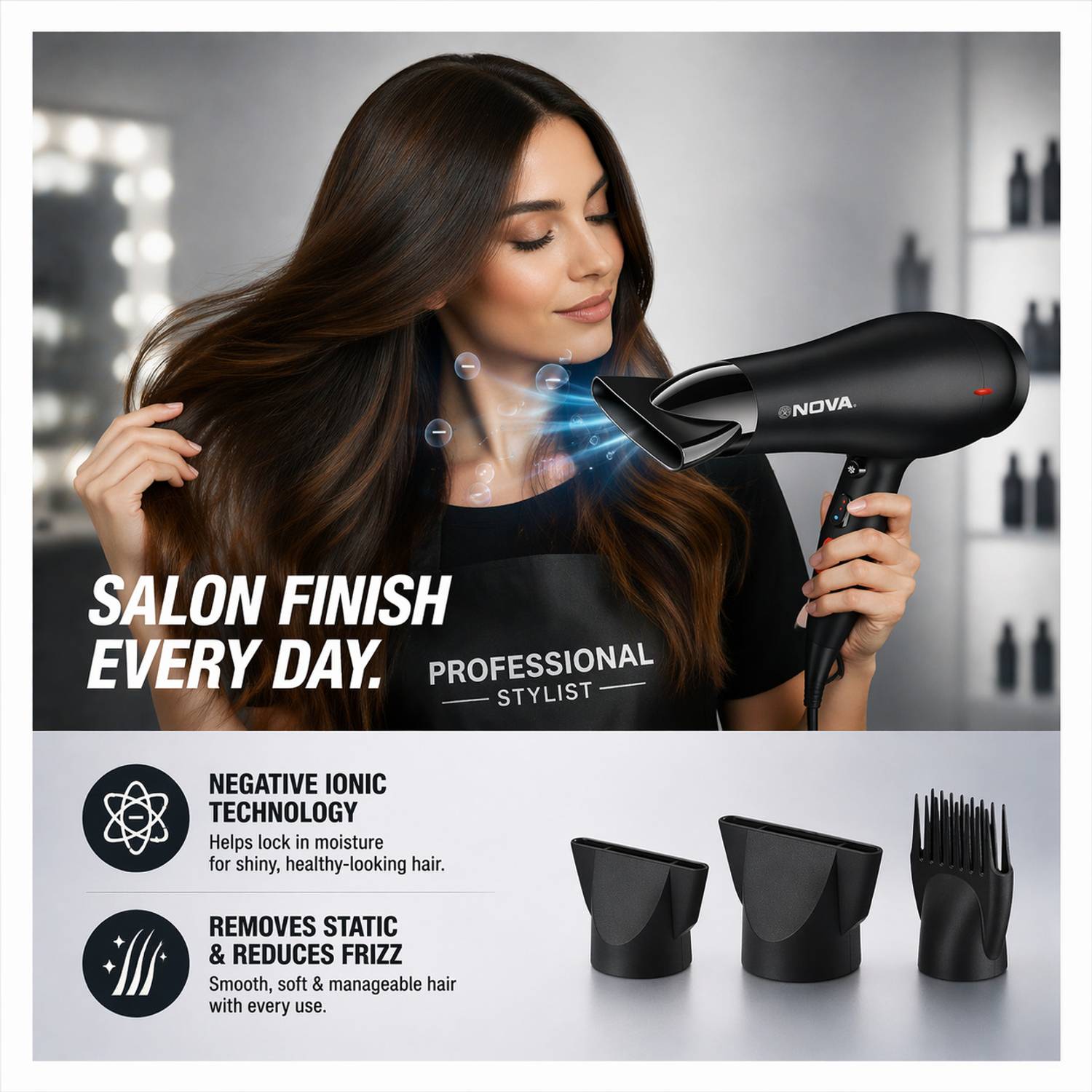 NOVA NHP 8215 Black Hair Dryer - Image 5