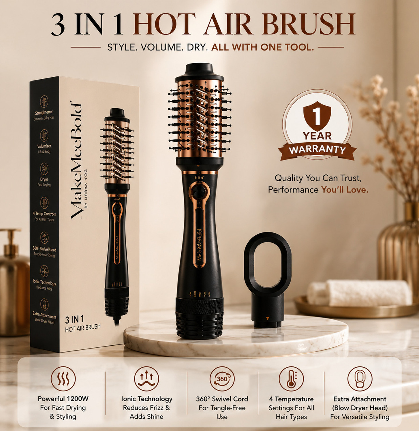 Image of URBANYOG 3 in 1 Hot Air Brush