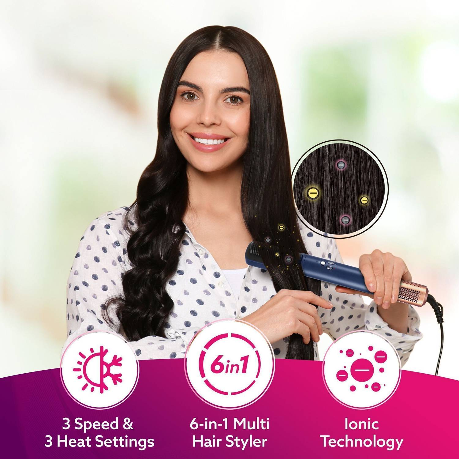 AGARO Imperial 6-in-1 Hair Styler, High Speed Ionic Dryer Brush - Image 2