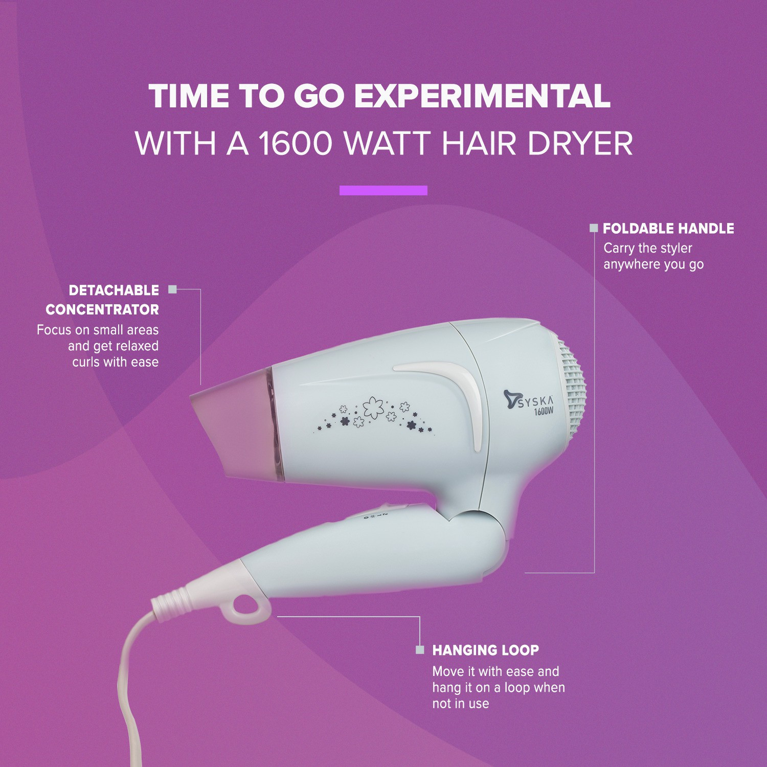 Image of Syska HD1625 Hair Dryer