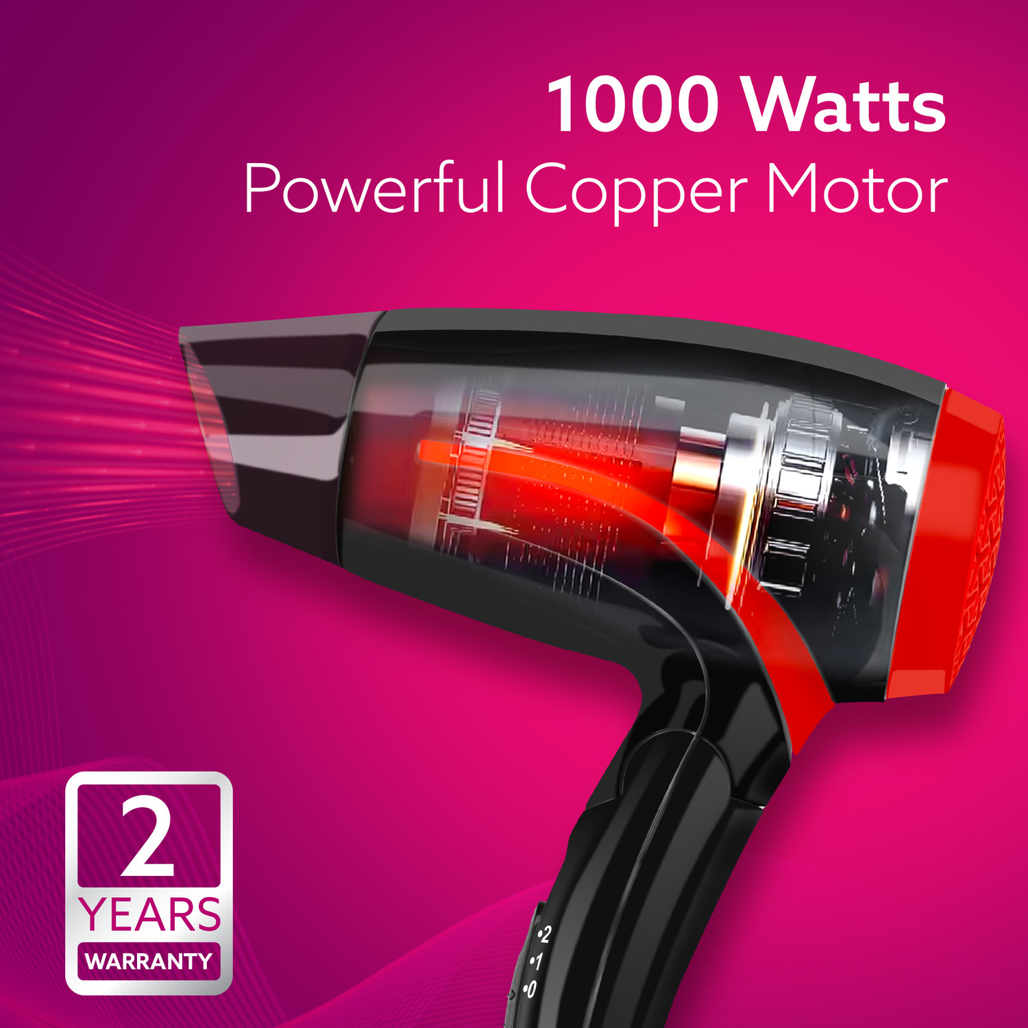 Image of AGARO HD1177 Hair Dryer with 1000 Watts Copper Motor Hair Dryer