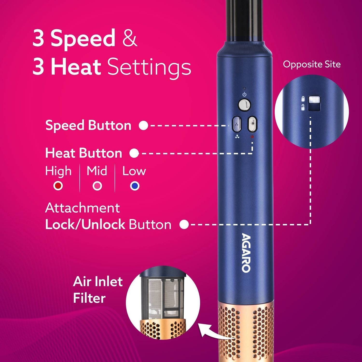 AGARO Imperial 6-in-1 Hair Styler, High Speed Ionic Dryer Brush - Image 4
