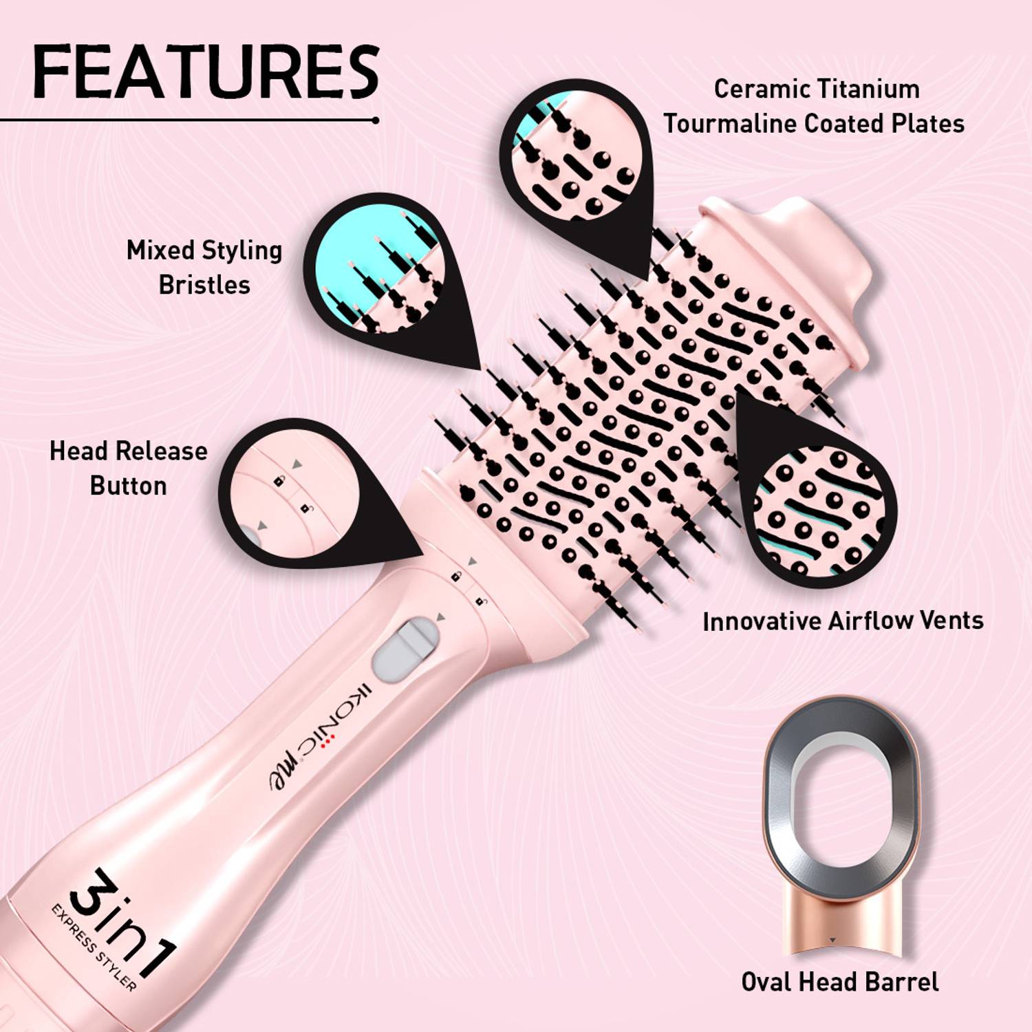 IKONIC ME 3 in 1 Hair Dryer Pink - Image 2