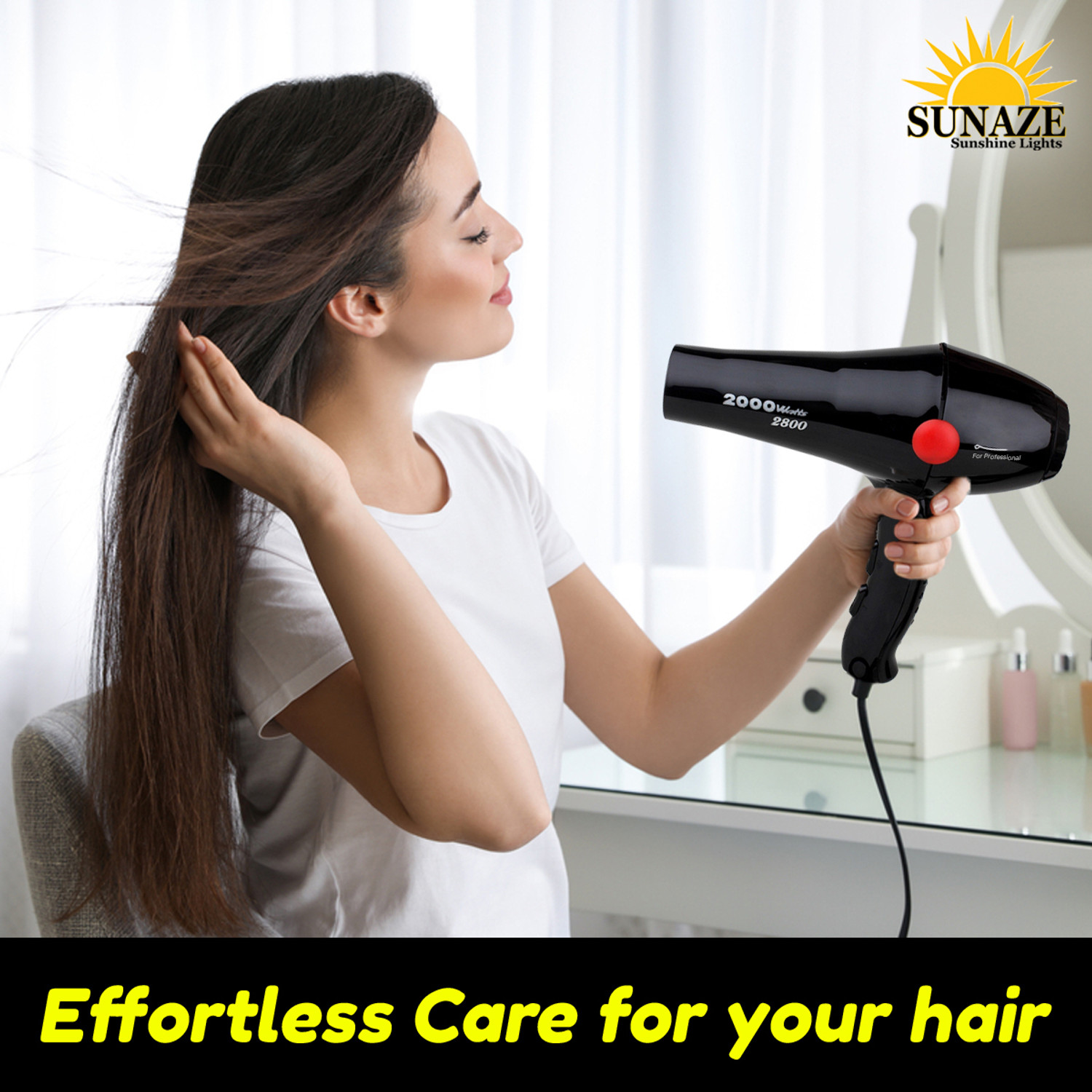 Image of Sunaze Professional Stylish 2000 Watt Uniqe Hair Dryer Hot And Cold Hair Dryer WIth Comb Reduser Hair Dryer
