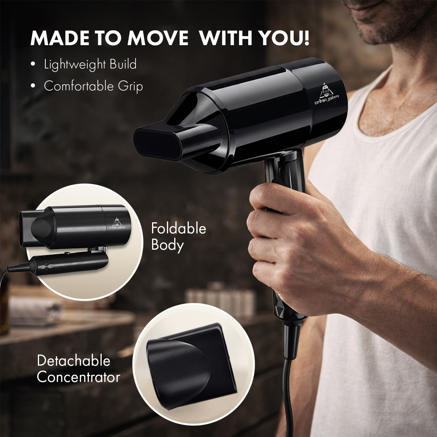 Image of urbangabru Professional Hair Dryer | Compact, Fast Dry | 2 Heat | Travel Friendly Hair Dryer
