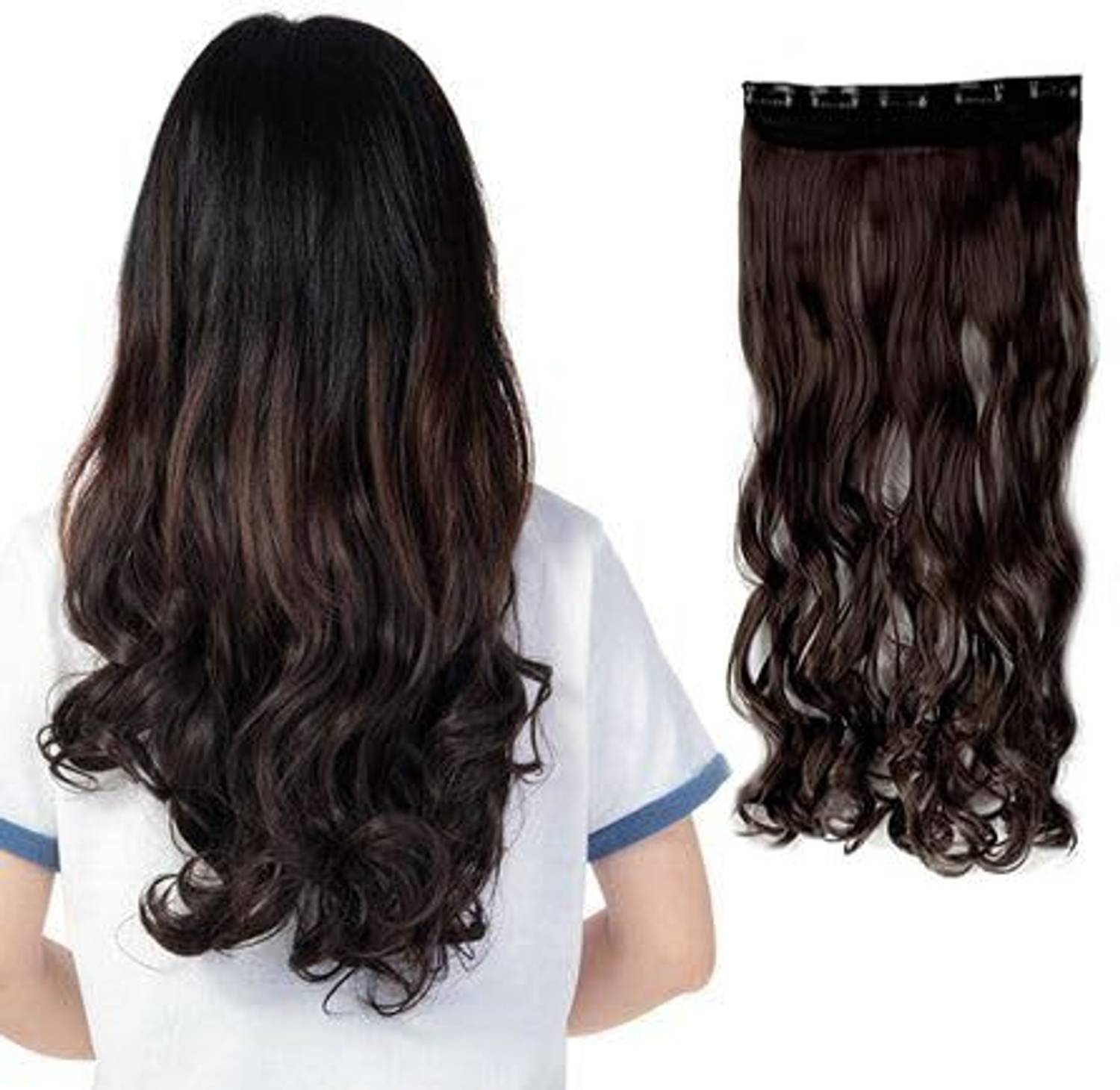 Blushia Clip In Wavy/Curly Brown Hair Extension