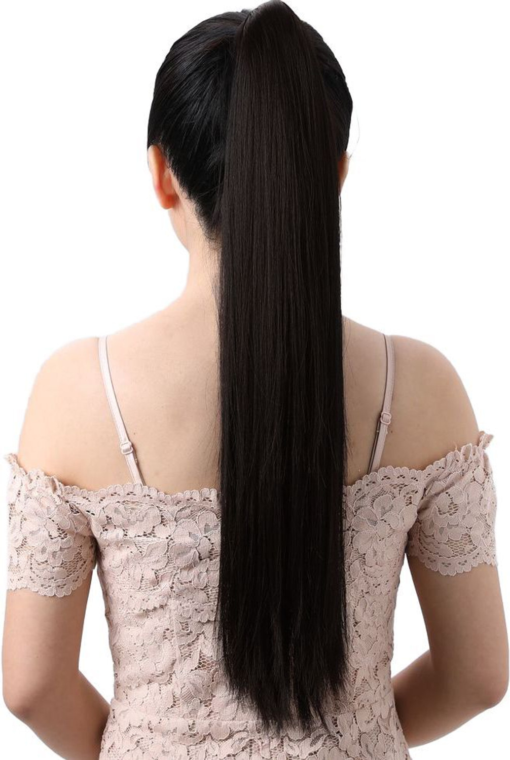Image of A H S Brown Straight Stylish Rubber Ponytail Hair Extension