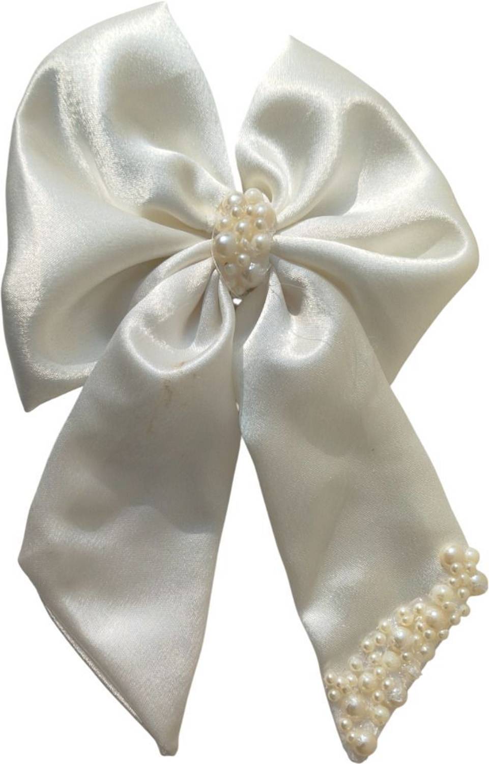 BOSSRO Bow Clip | Suitable for Girls/Women of All Age Group | White Colour Hair Extension