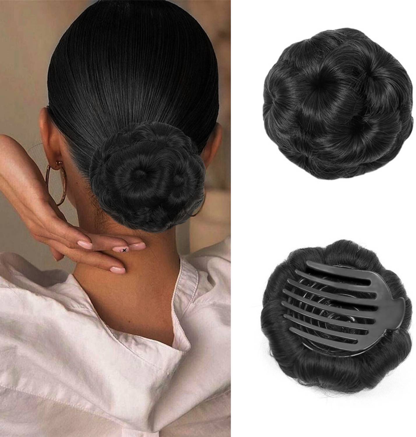 bunbun Pinaka (Pack of 1) Women's Clutchers Juda Bun, Black Color Hair