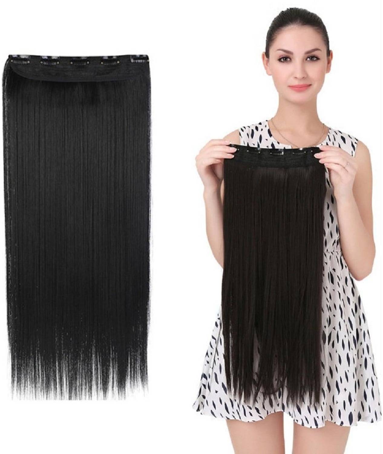 AHJ Straight Natural Black Long Extension Accessories For Women/Girls Hair Extension