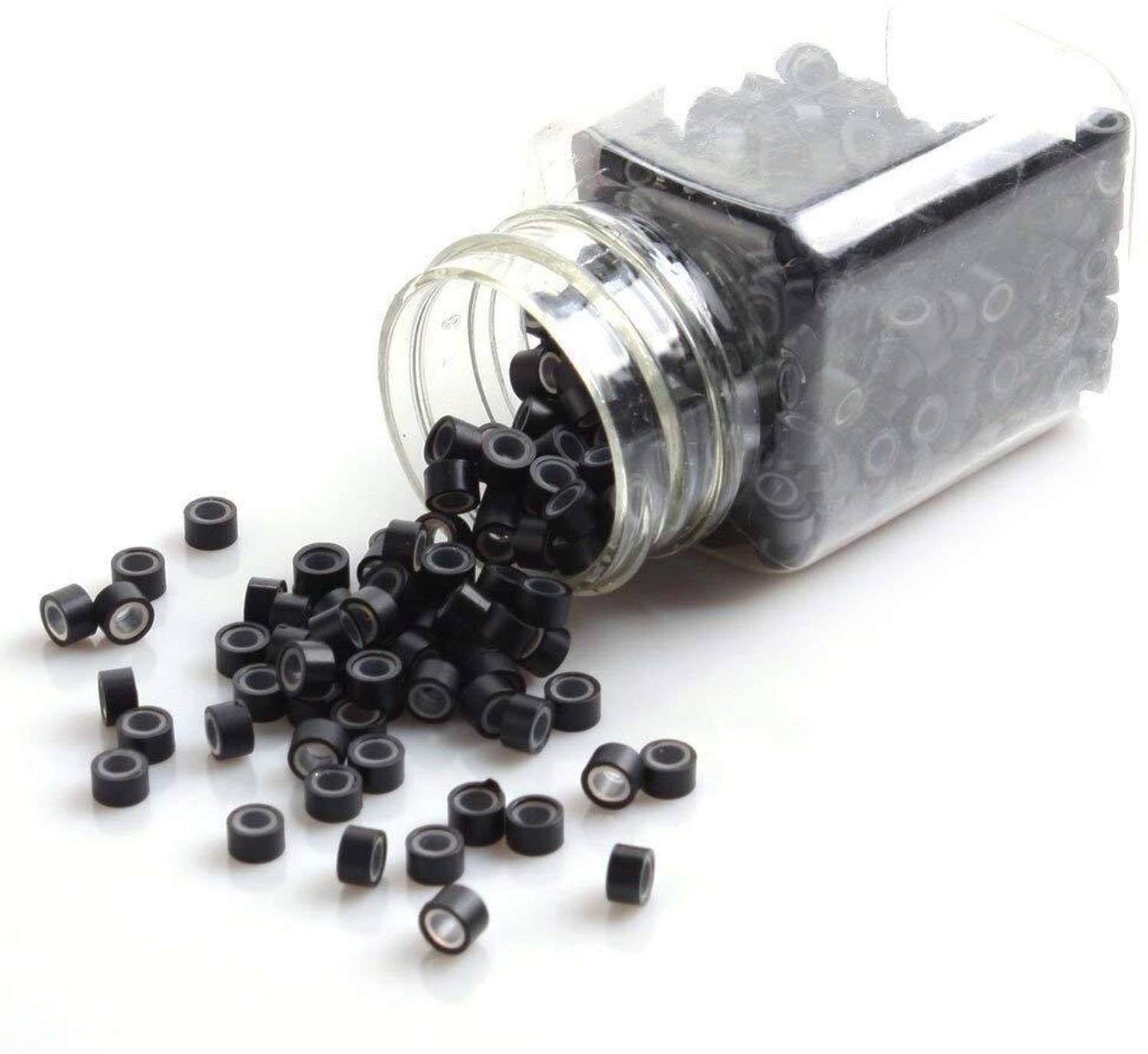 Blushia 100 Micro Rings for  Extension, Aluminum With Silicone Micro Rings (Black) Hair Extension