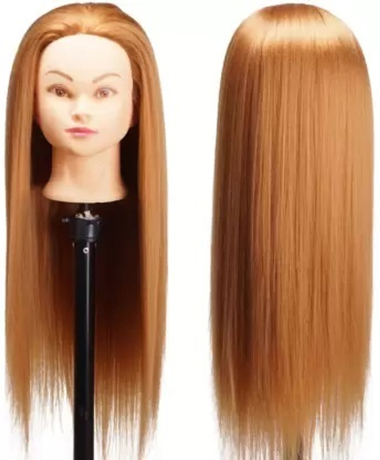 Image of raw silk hair kerav Practice dummy for styling and hairstyling Extension Hair Extension