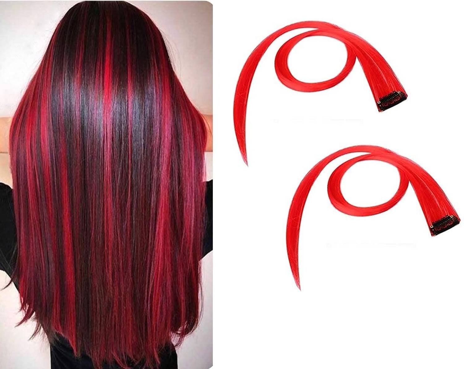 AHJ Red Highlights Streak Extension Highlighter For Women And Girls Extension Hair Extension