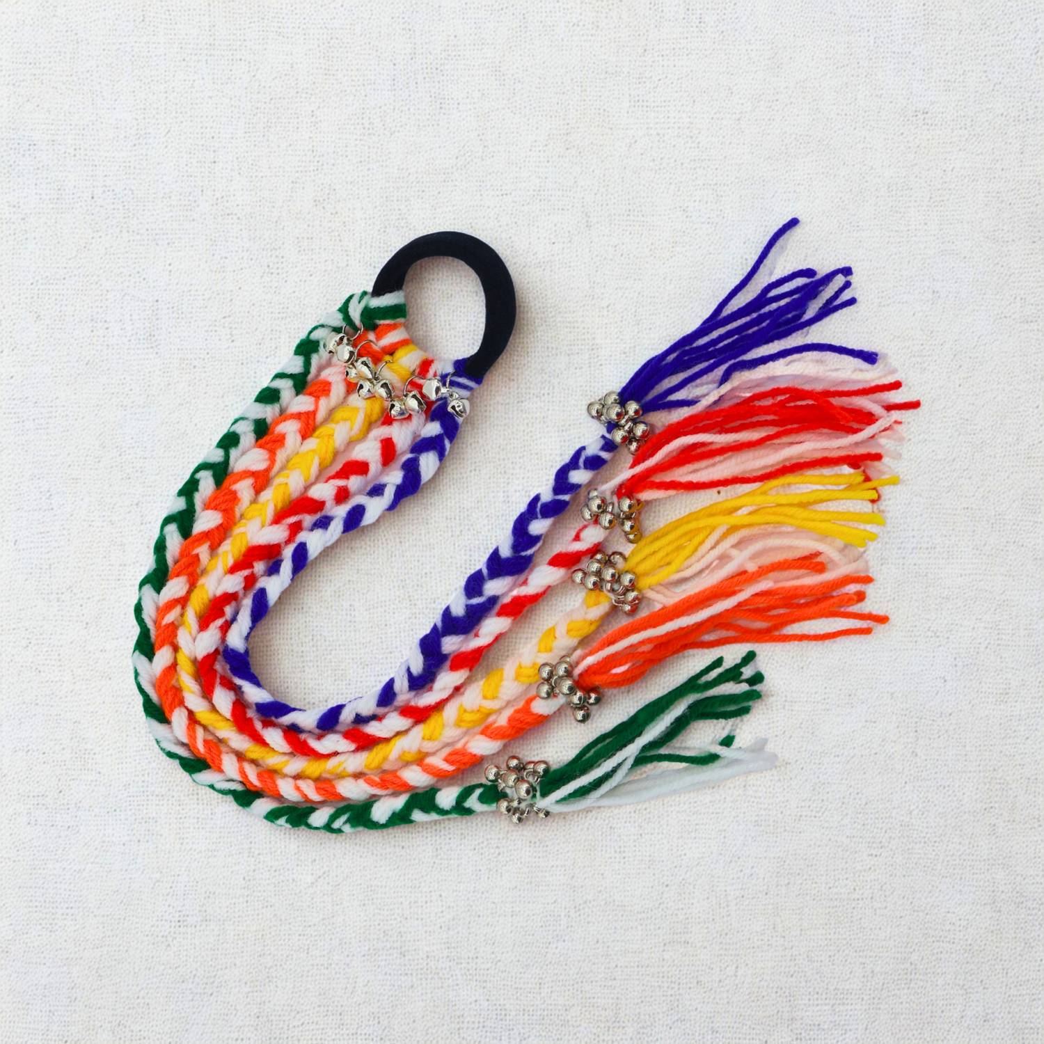 ATK Creation Handmade Multicolor Woolen Braided Extension for Navratri Hair Extension