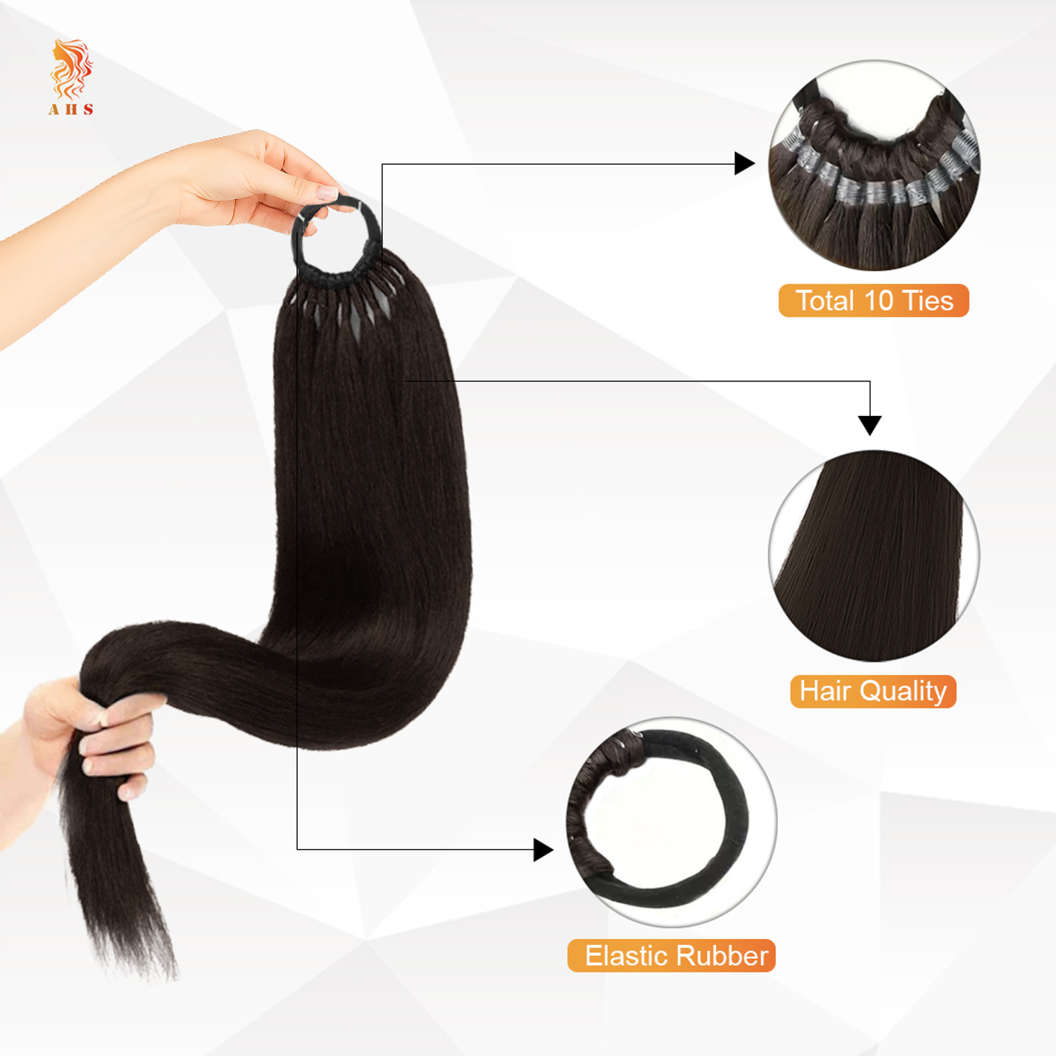 Image of A H S Brown Straight Stylish Rubber Ponytail Hair Extension